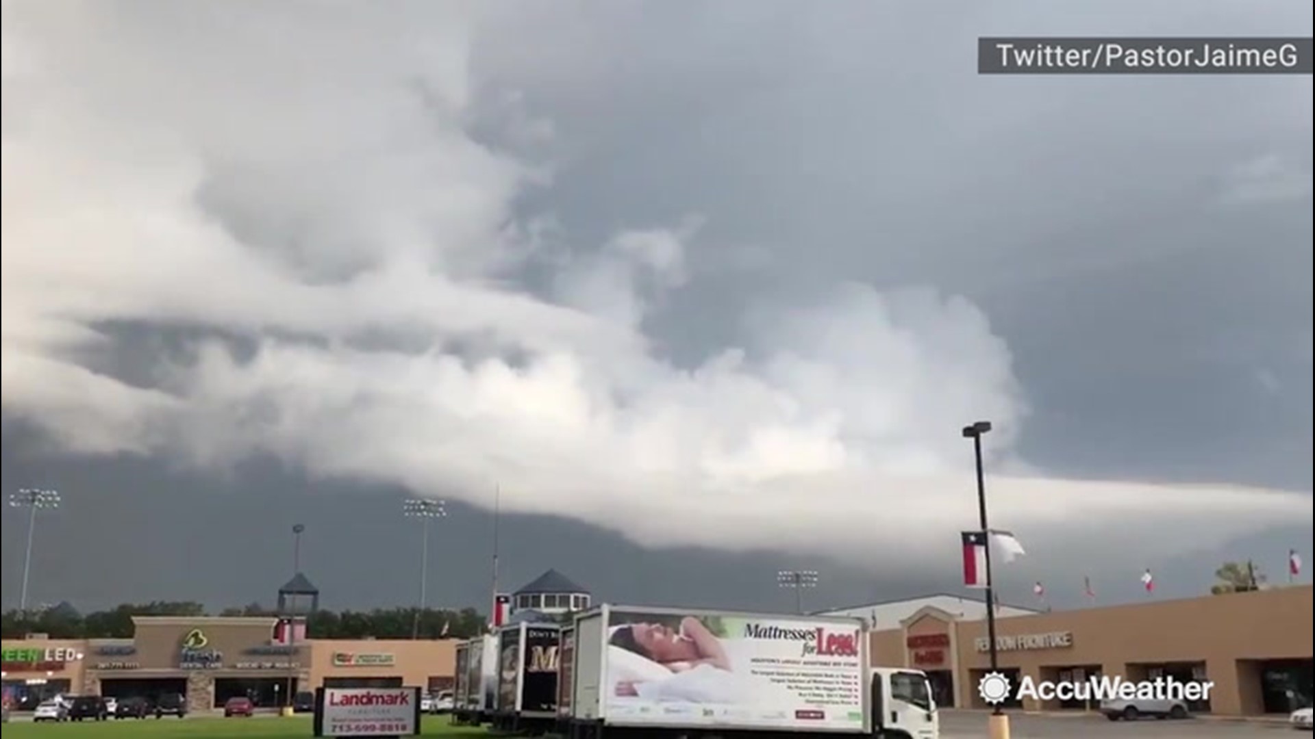 Clouds filled the sky in Houston, Texas, on Oct. 11, as a cold front approached, bringing much needed relief from the heat and humidity.