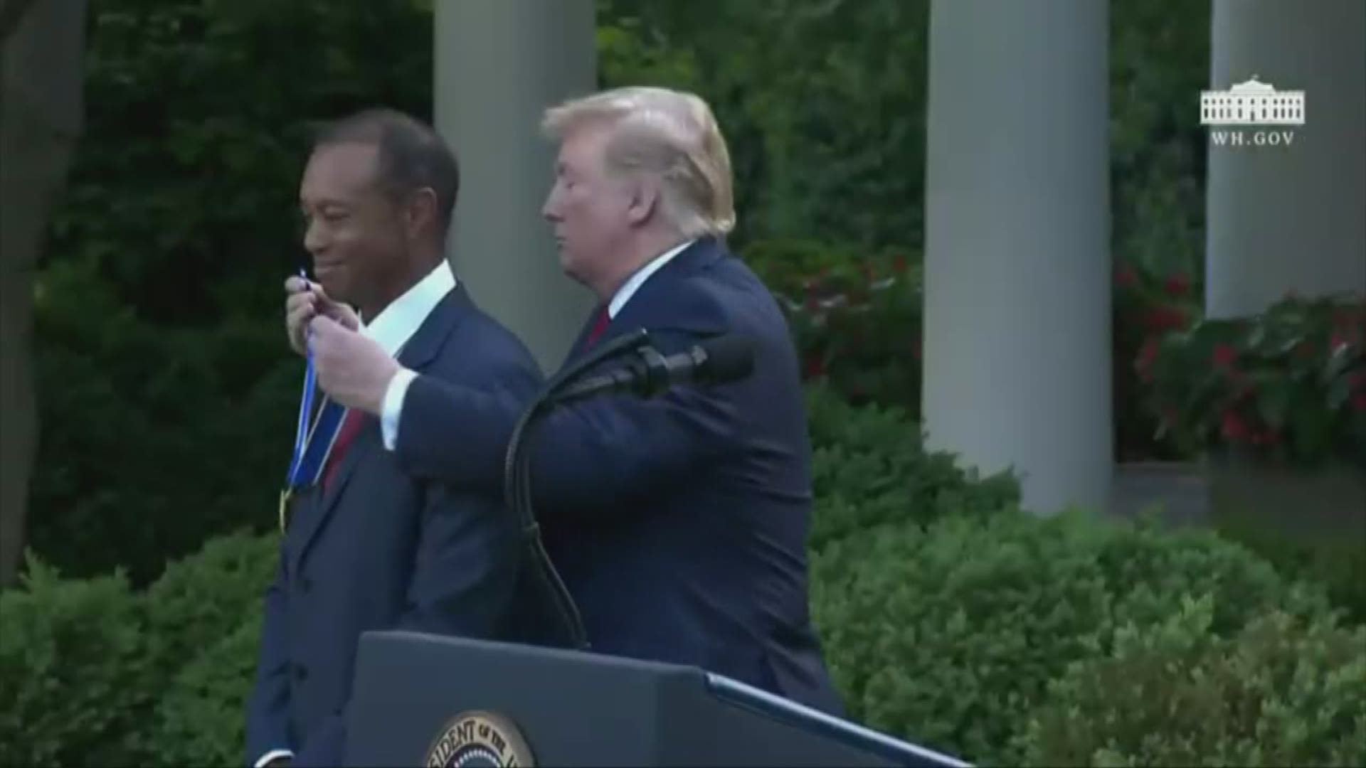 The ceremony took place in the Rose Garden.