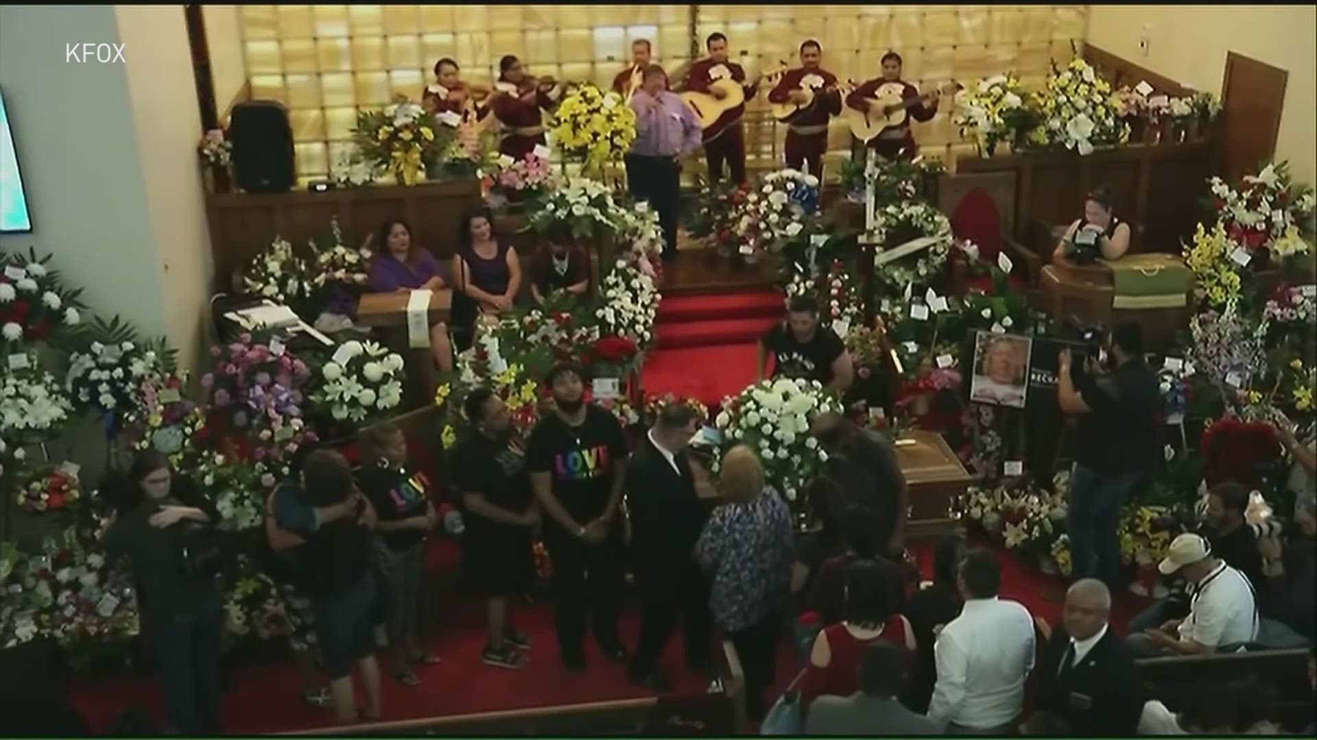 Hundreds of strangers have come to pay their respects for a victim of the El Paso, Texas, mass shooting who had few family members. (KFOX via AP)