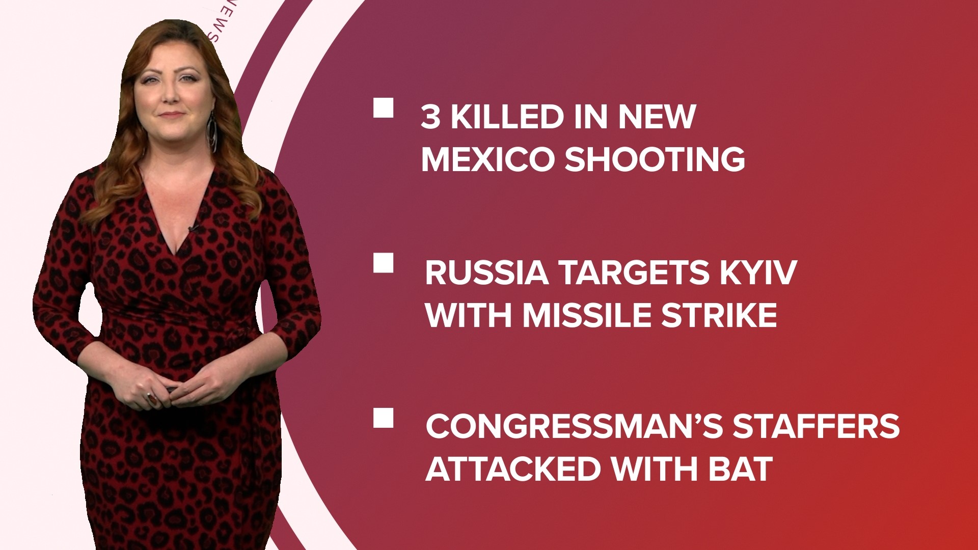 A look at what is happening in the news from a deadly shooting in New Mexico to a congressman's staffers attacked and a bill to improve concert ticket sales.
