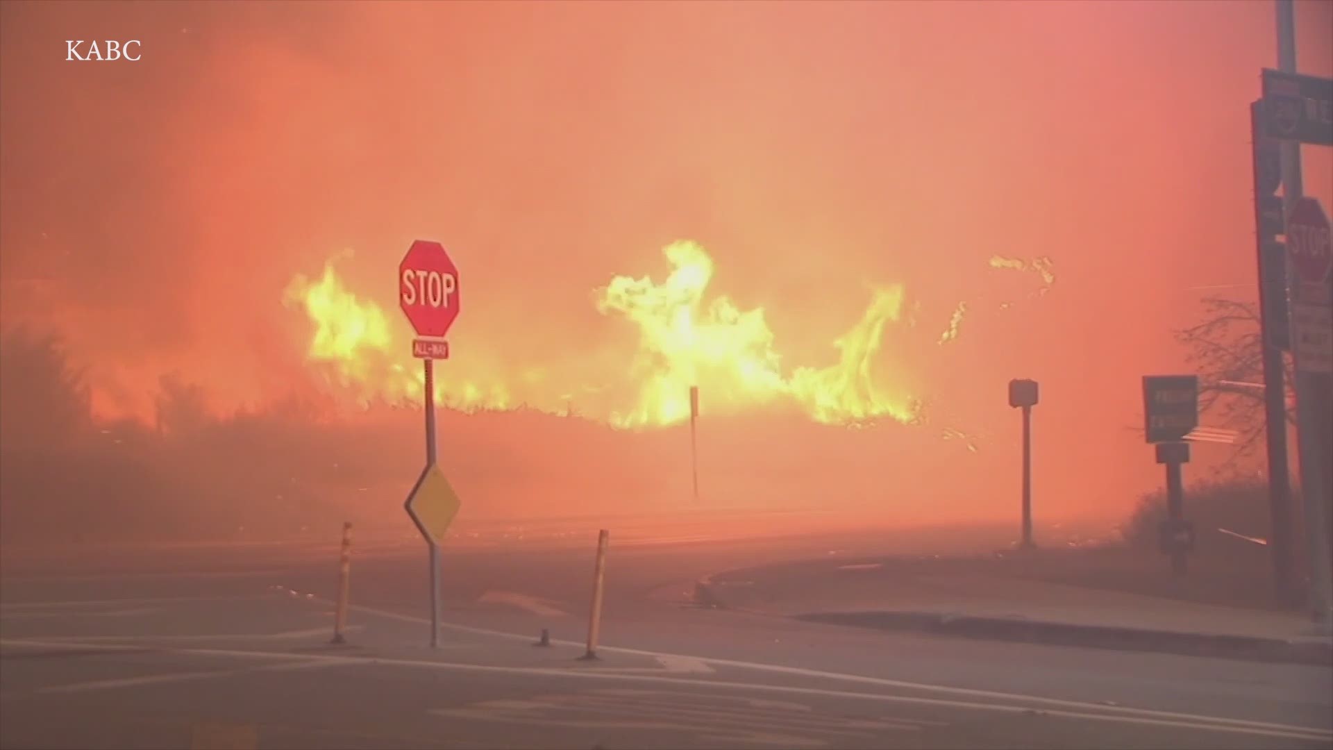 Crews in Los Angeles battled a brush fire that prompted evacuations and closed an interstate in the San Fernando Valley. (Video: KABC via AP)