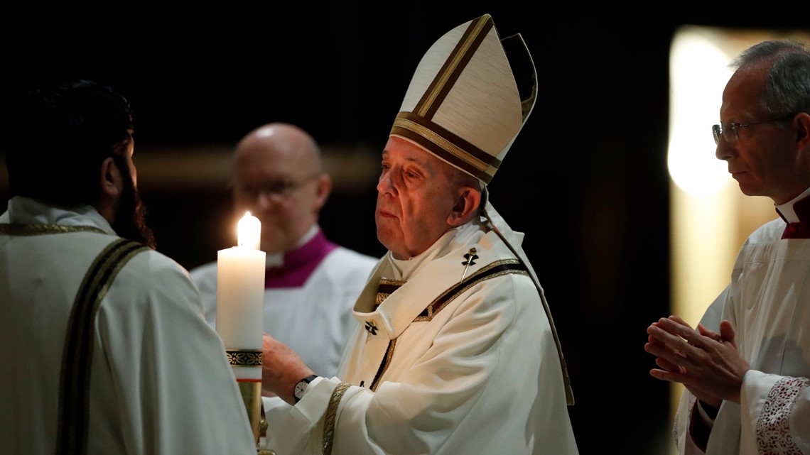 Pope Francis holds Holy Saturday Mass in St. Peter's Basilica