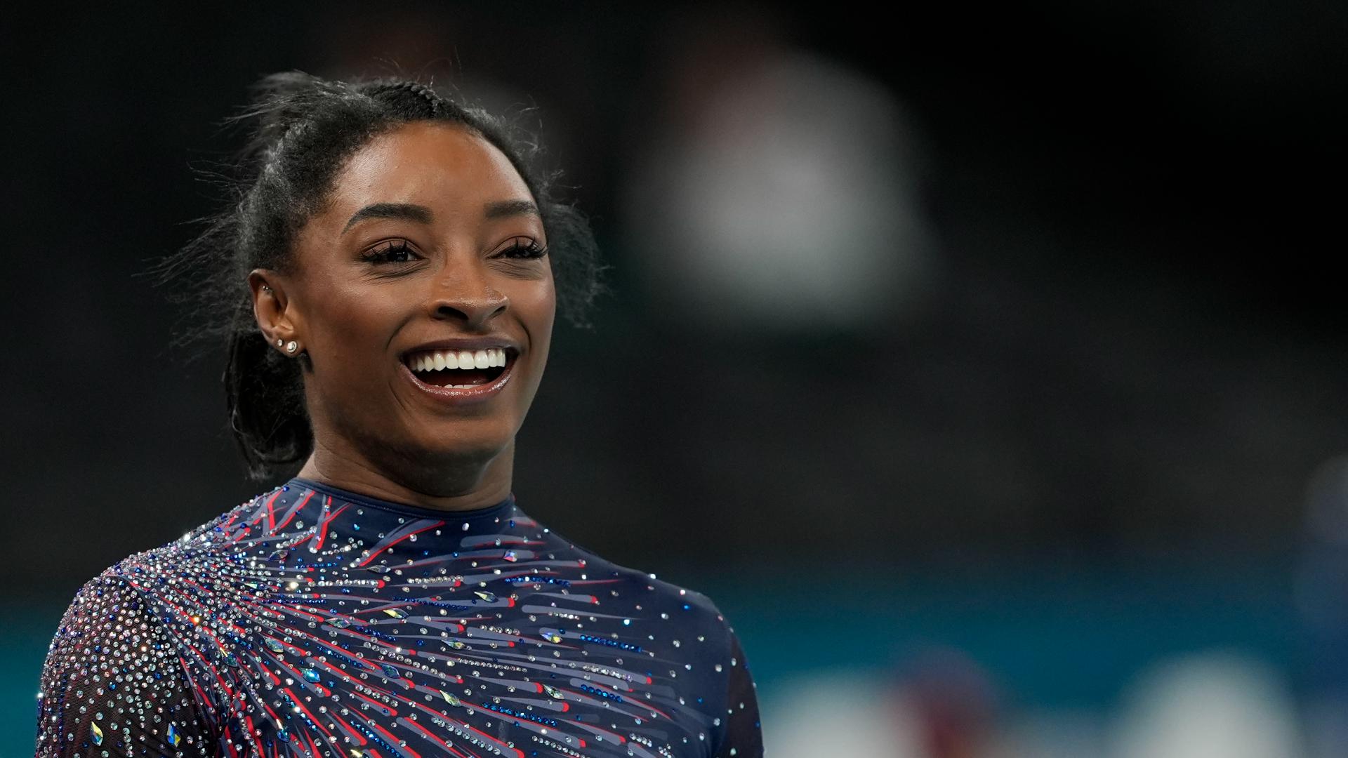 Simone Biles lands signature vault during Olympics podium training ...