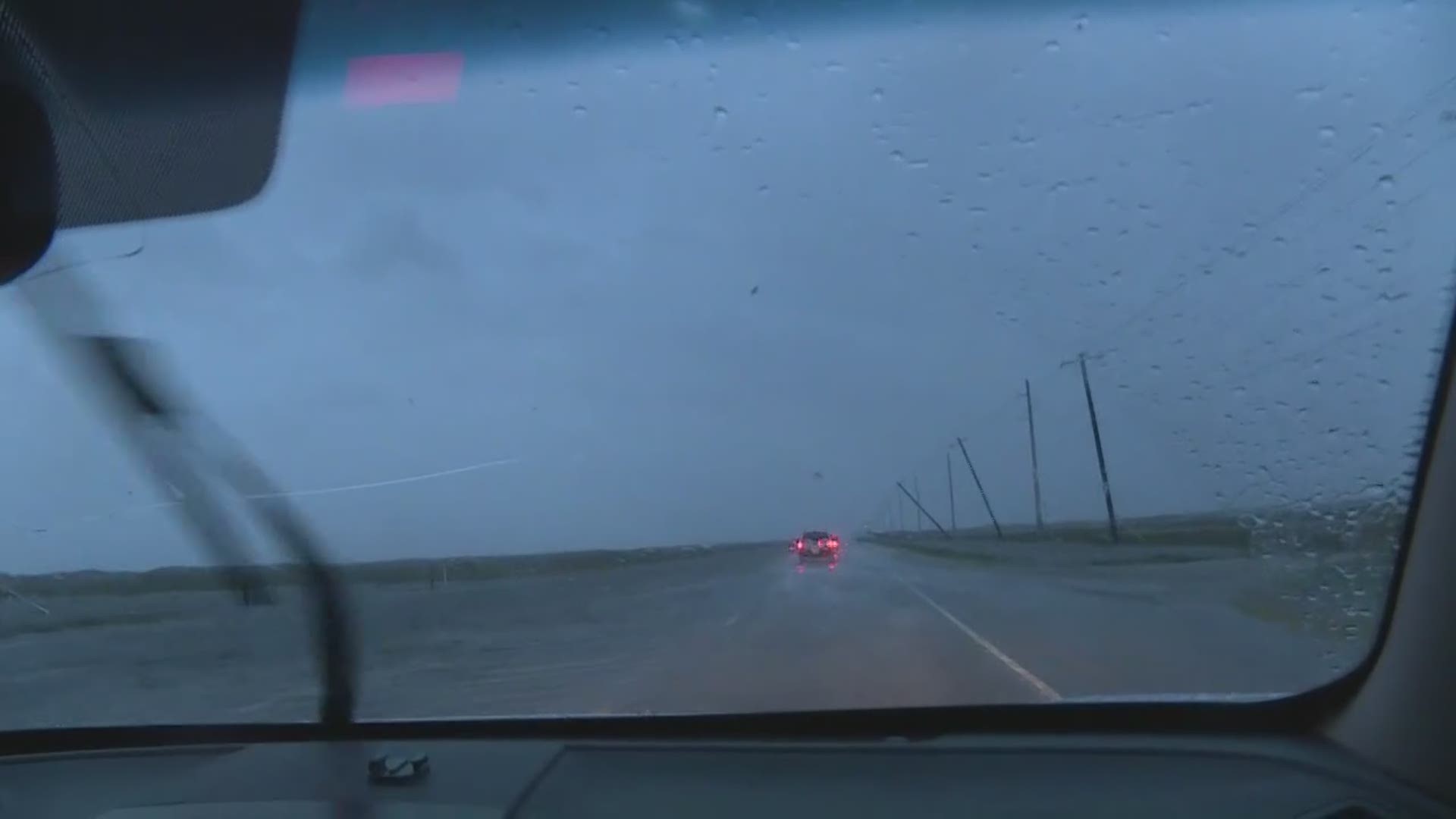 As authorities head back into Port Aransas, we get our first look at the damage heading into that area, including many downed utility poles and lines. (8/26 7 am)