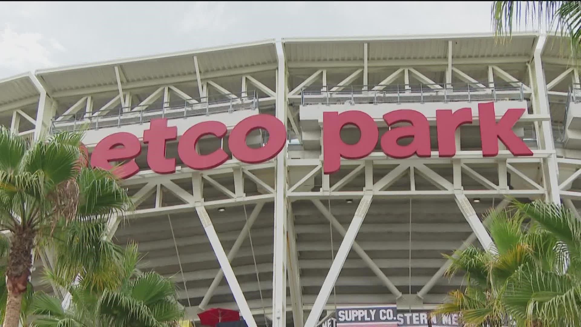 Excited Padres fans attend Wednesday, Aug. 3 baseball game at Petco Park after new players join the team.