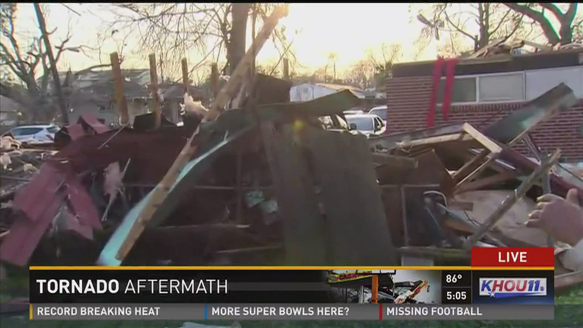 On Wednesday KHOU 11 reporter Larry Seward spoke to a woman from Houston who is now living in New Orleans about the extensive damage done to her home from the recent tornadoes.