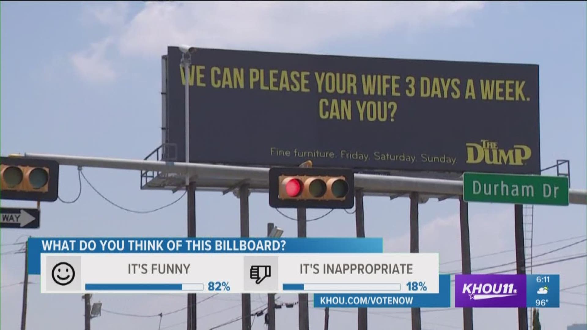 It's a debate happening along Durham and I-10, whether this billboard is smart of suggestive.