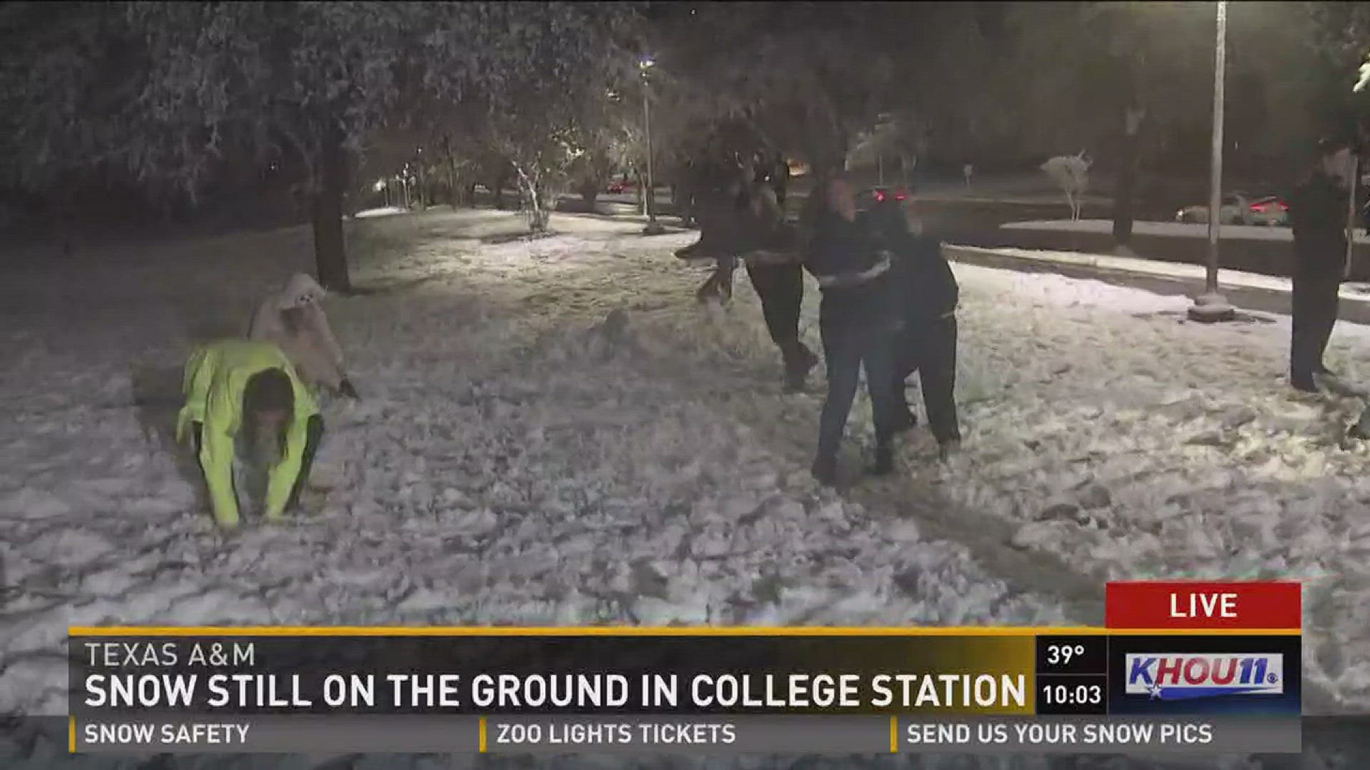 College Station residents and Texas A&M students enjoyed a rare treat: Snow!