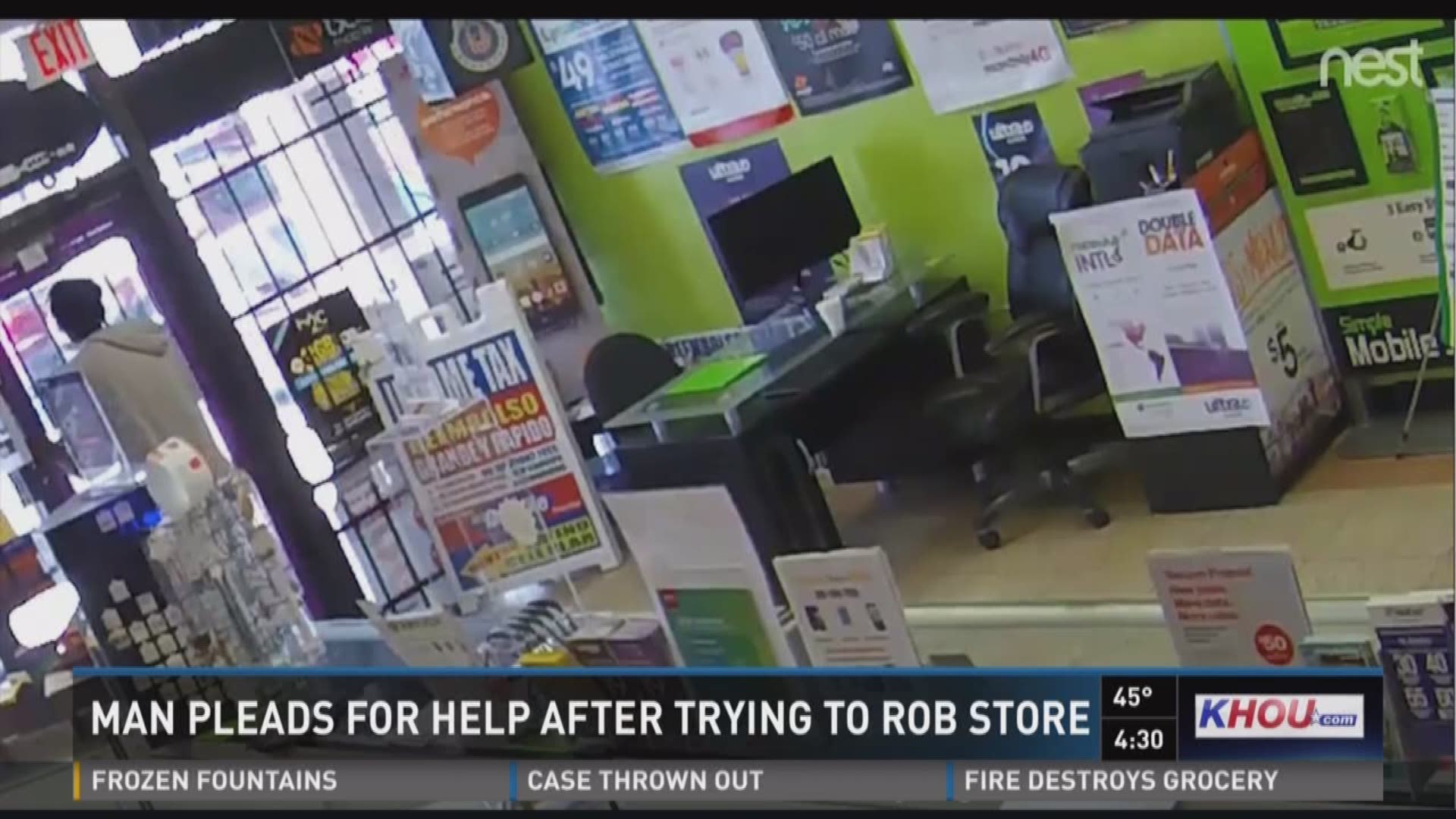 A video is going viral of a man pleading for help after trying to rob a store in southwest Houston. 