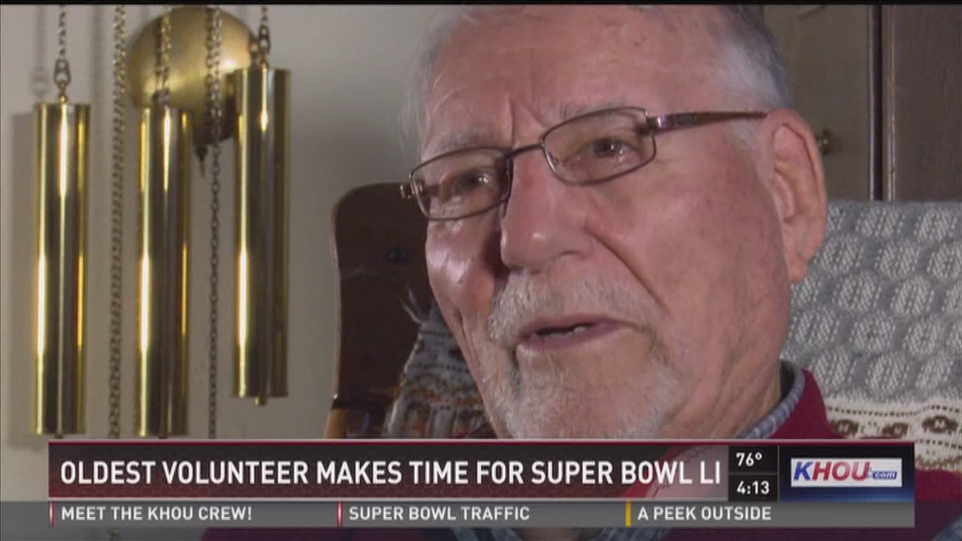 More than 31,000 people applied to become Super Bowl volunteers but only 10,000 were selected. At 85, John Dansdill is the oldest volunteer. 