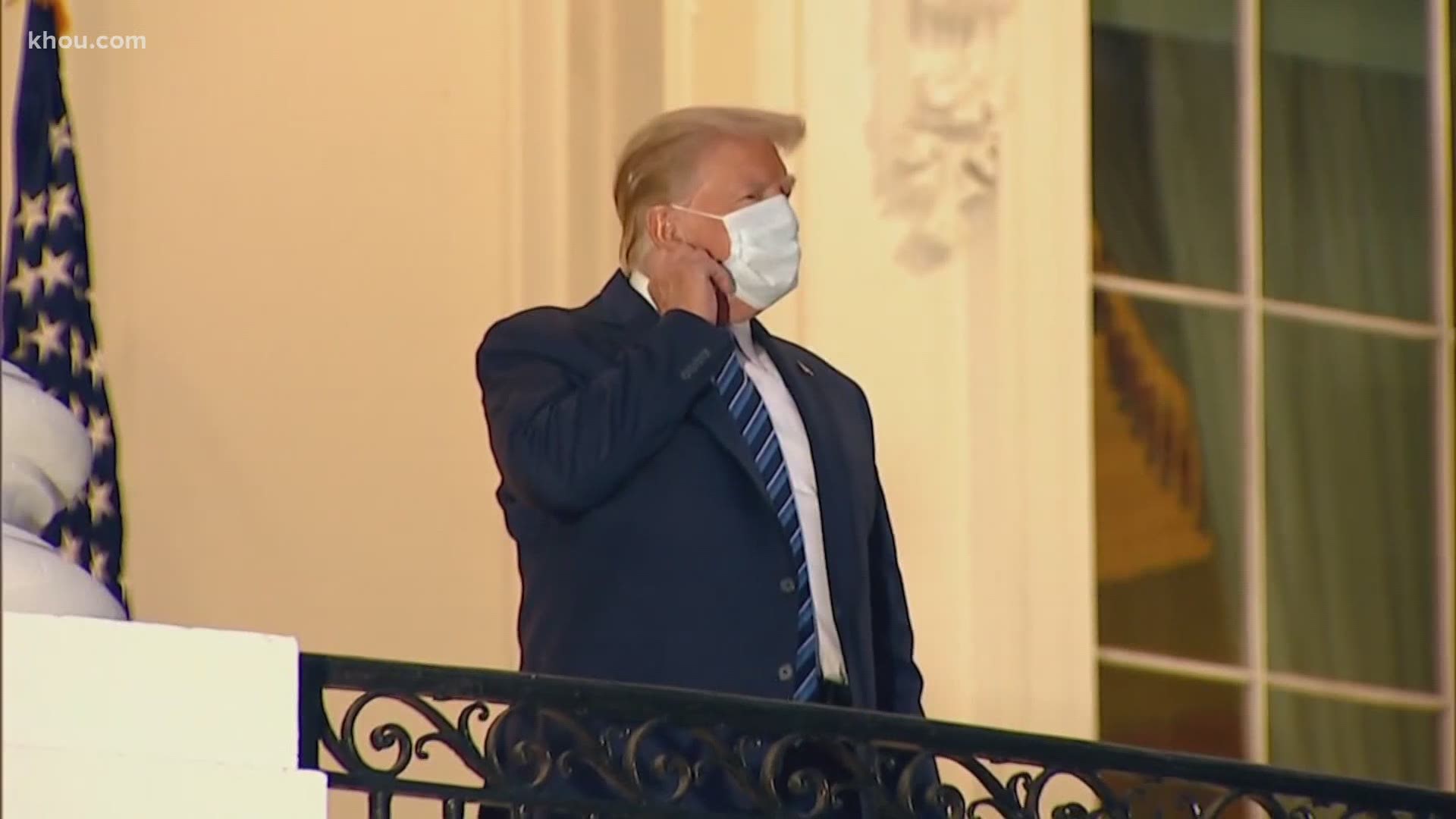 President Donald Trump returned to the White House still infected with COVID-19 and removed his mask for a photo opportunity shortly after.