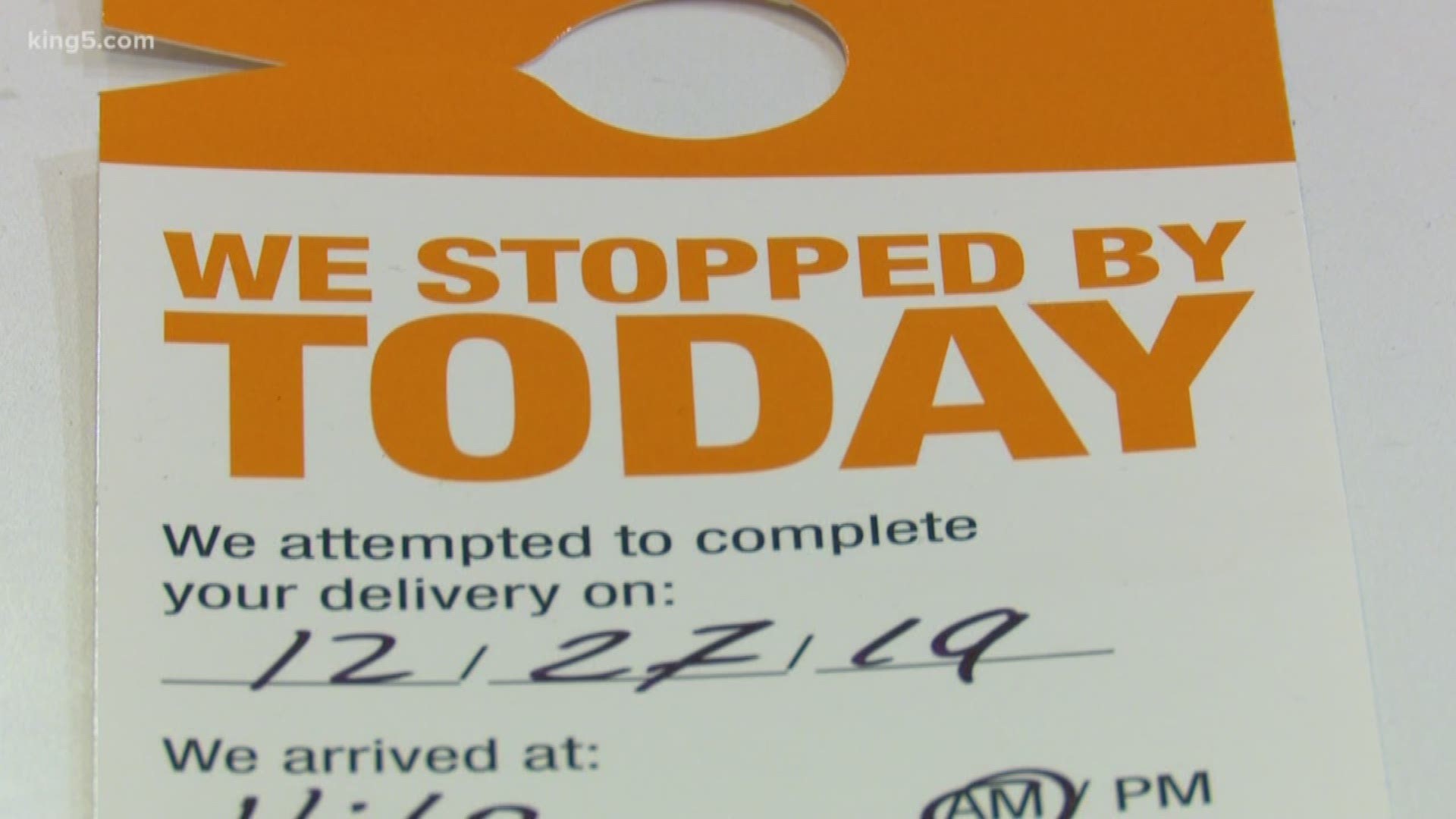 Lara Zarowsky of Seattle says she was fearful after an offensive word was left on a missed delivery slip from Home Depot last week.