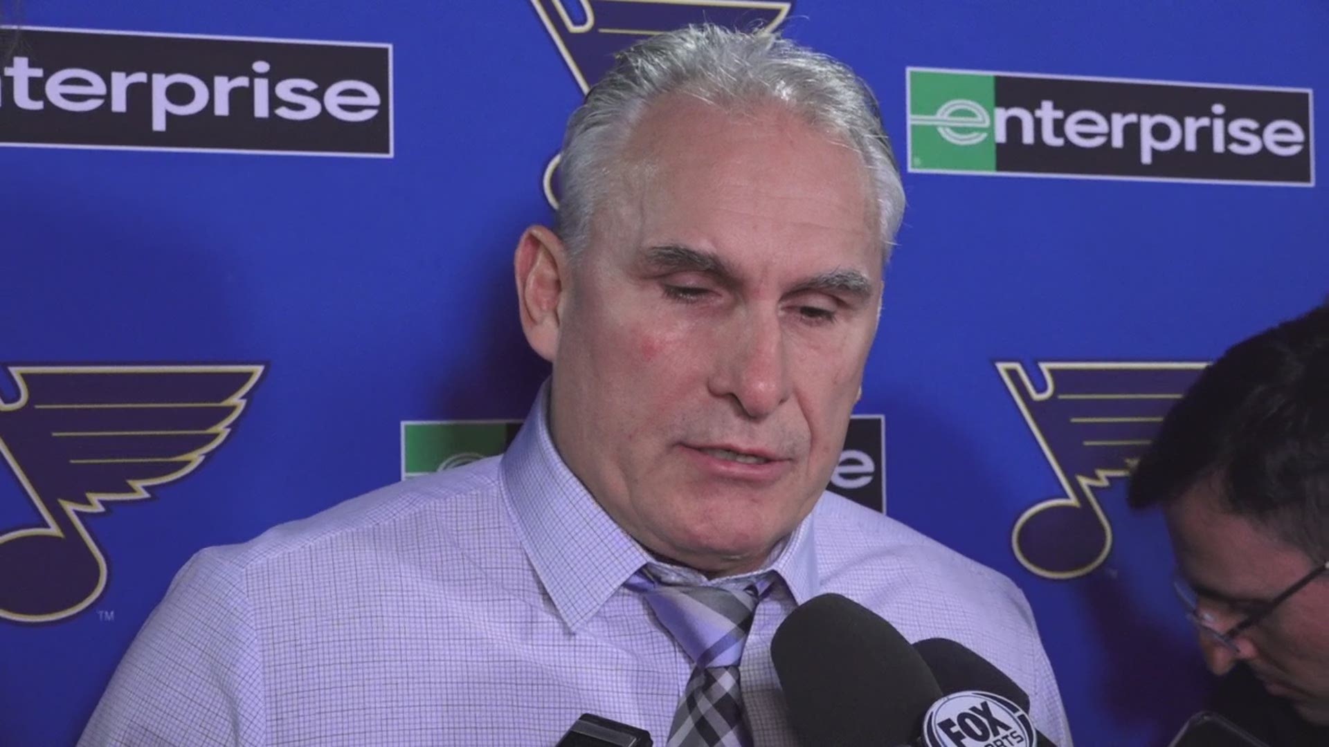 Coach Craig Berube talked to reporters after the Blues beat the LA Kings 4-1. It was the Blues' sixth-straight win. Courtesy: Blue Note Productions