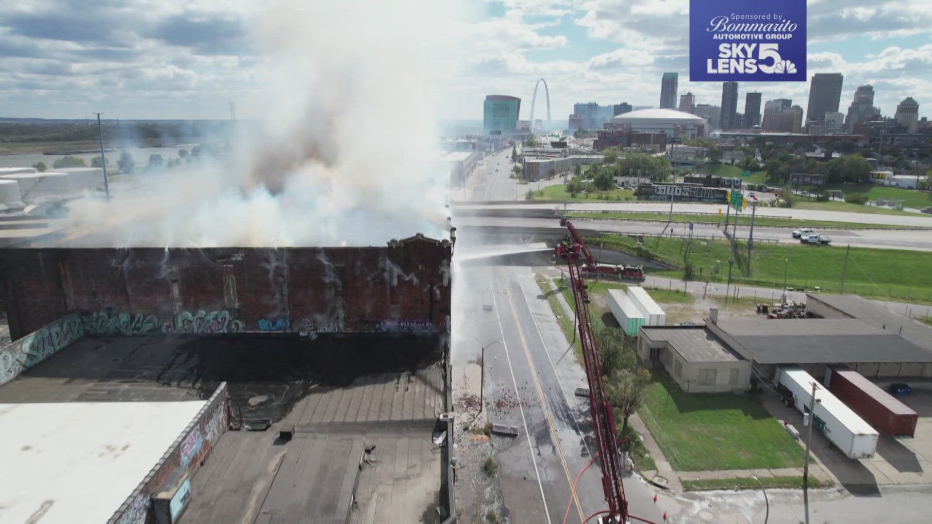 The bridge was closed in both directions starting Monday night after smoke from a vacant warehouse fire limited visibility.