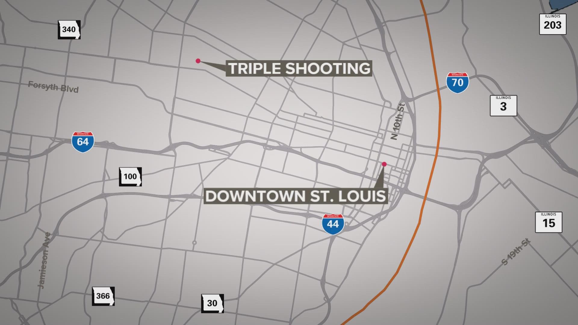 One man died after being shot in the face. Two other people were also shot, but are stable.