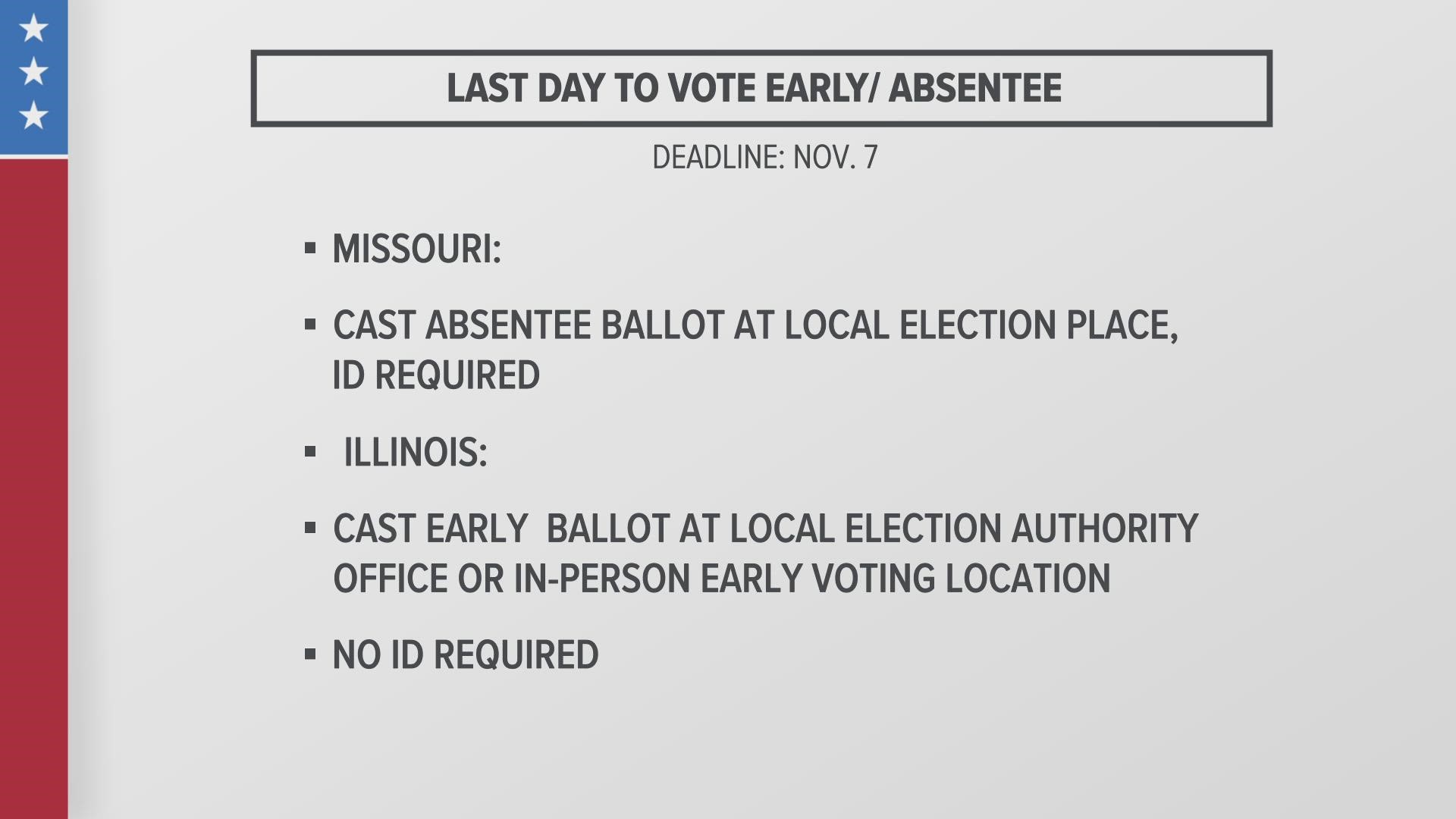 Monday is last day to cast absentee ballots in Missouri and Illinois