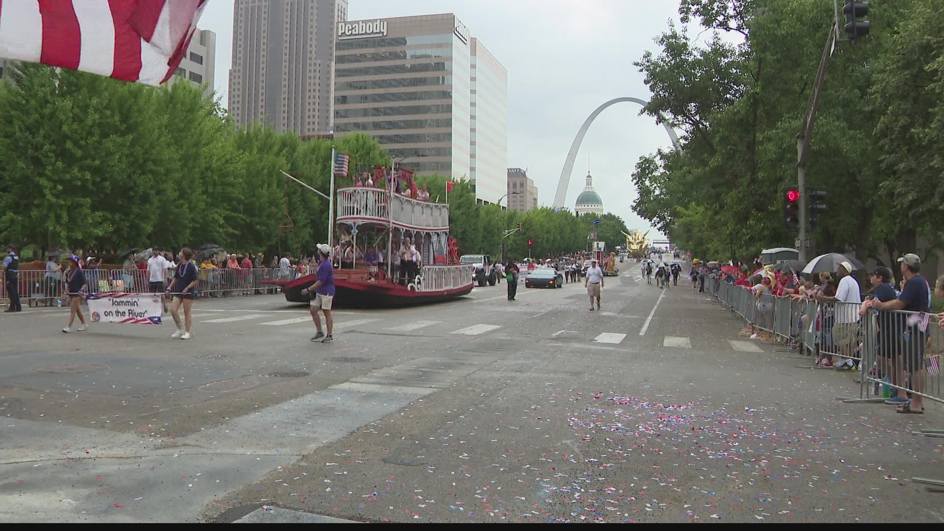 The parade featured performers, floats, balloons and local businesses. They didn't let a little rain ruin their celebration.