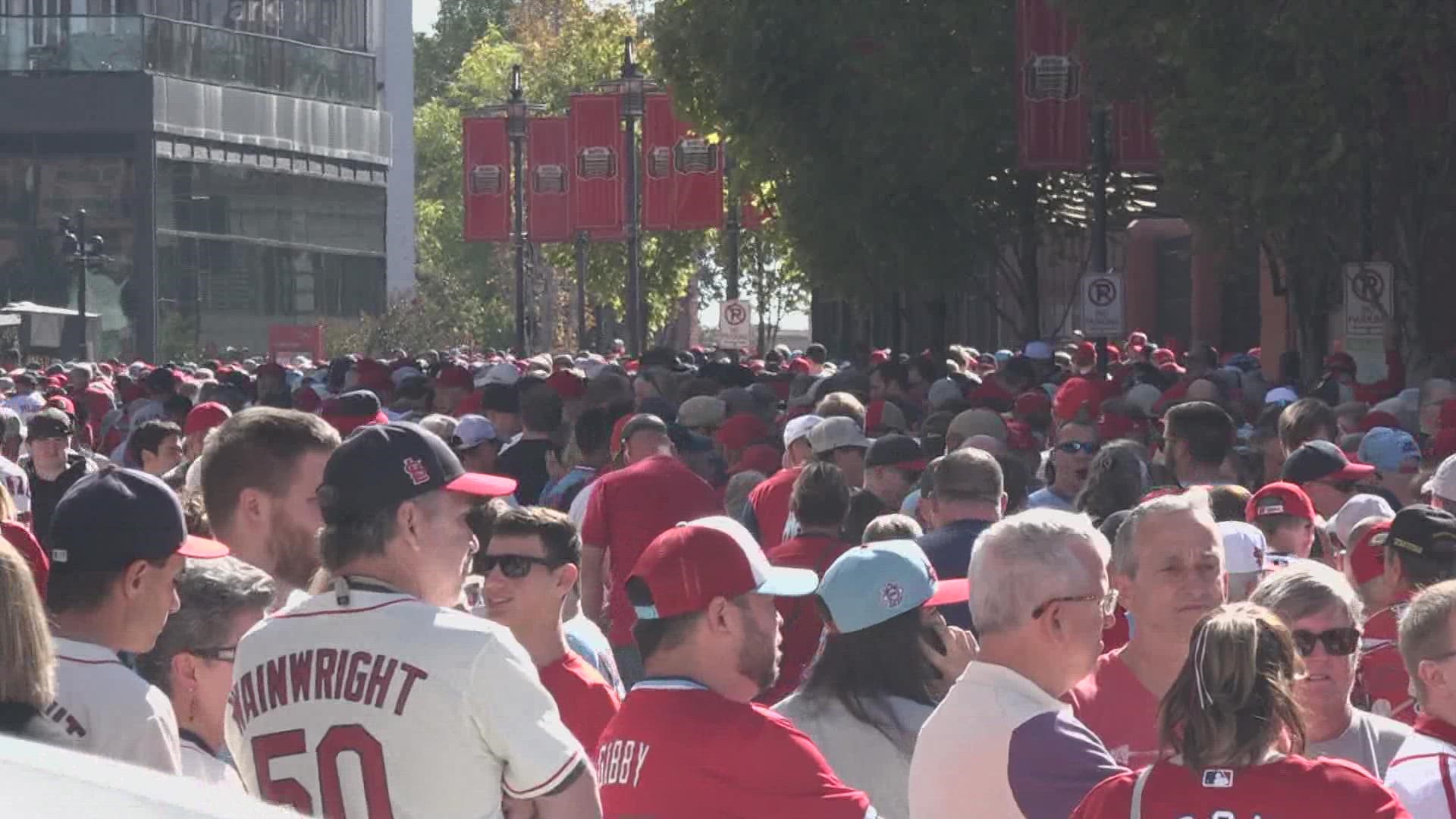 Arch Apparel Assistant Manager Matthew Sanders said the magic of Cardinals baseball has people running to the racks. They’ve had one of their biggest weekends.