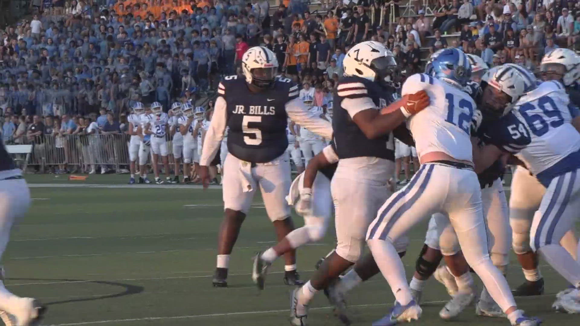 Hillsboro and St. Louis University High schools played under the Friday night lights. SLUH wins 24-17.