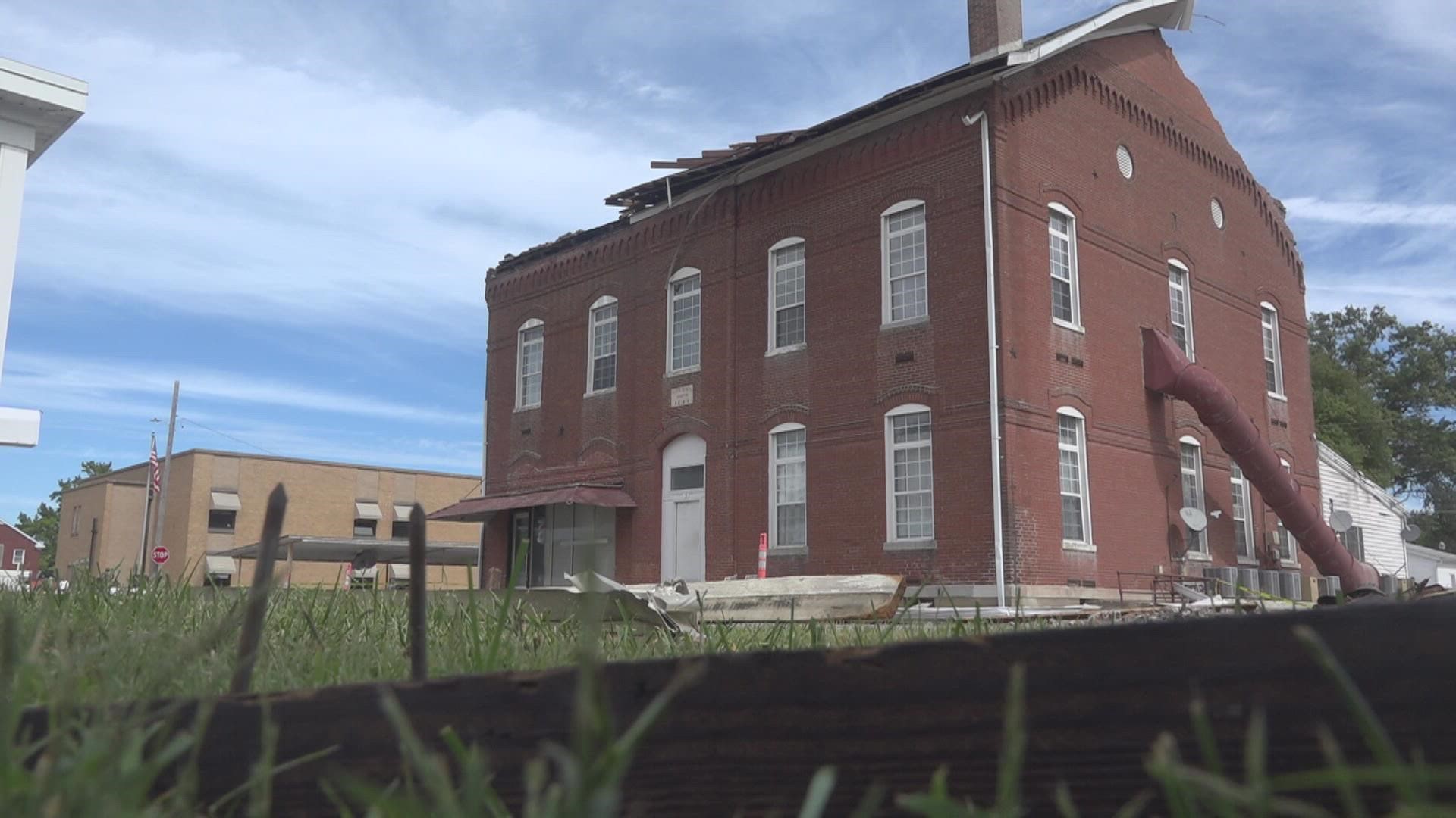 Freeburg's fire chief said a unique feature of the historic building may have saved the people inside.