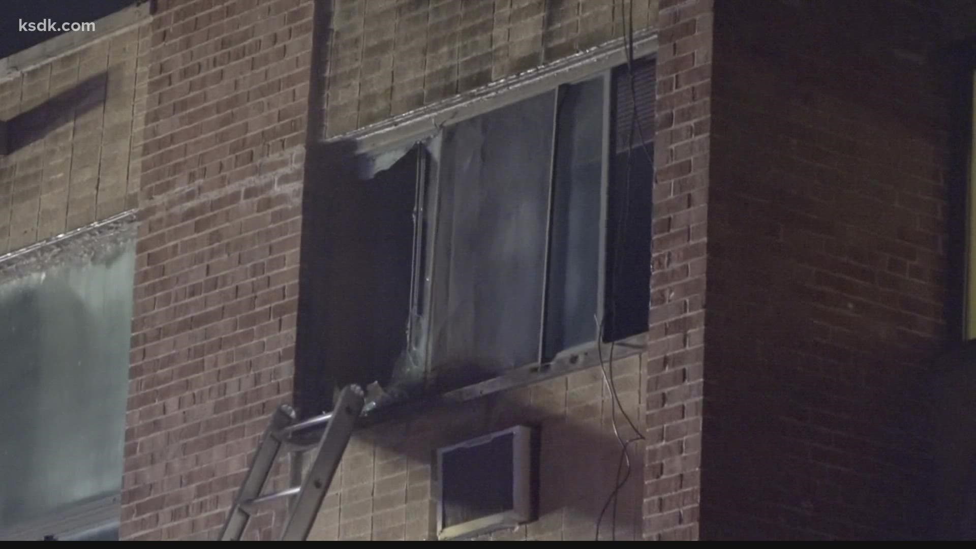 Three people were rescued from the third-story window, including a 6-year-old. They are expected to be OK.