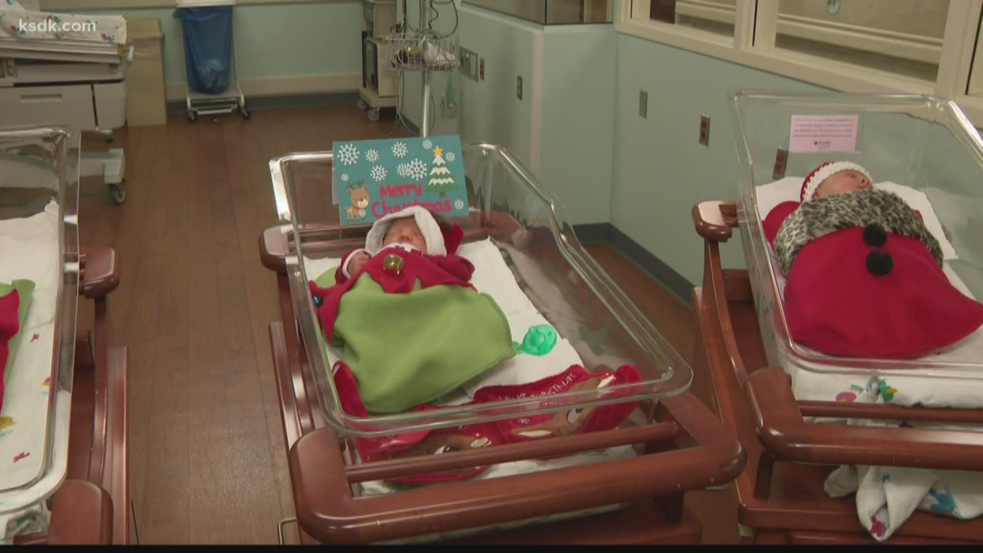 Babies born at St. Luke's on Christmas were decked out in holiday-themed outfits to celebrate their first Christmas.