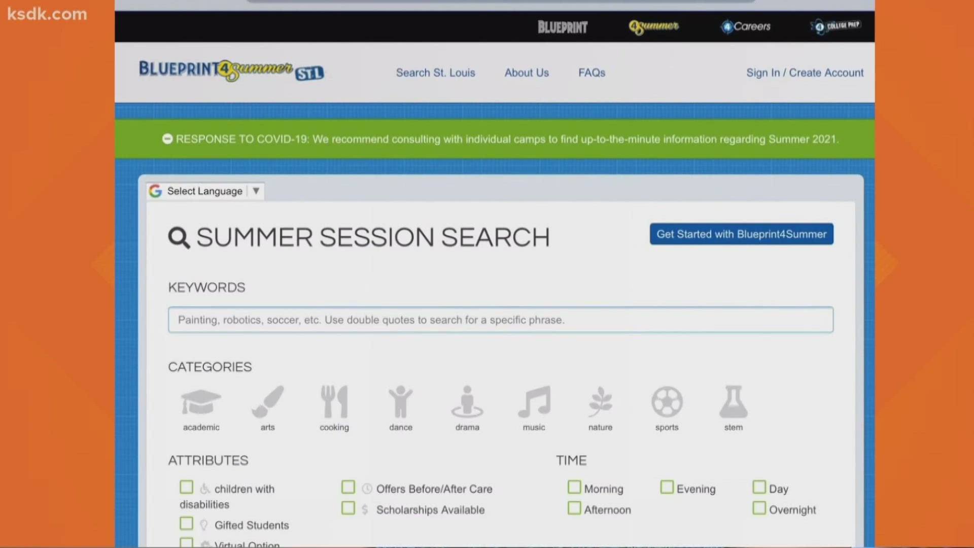 Blueprint 4 allows parents to pick specialized camps for their children over the summer. The site averages more than 100,000 searches each summer.