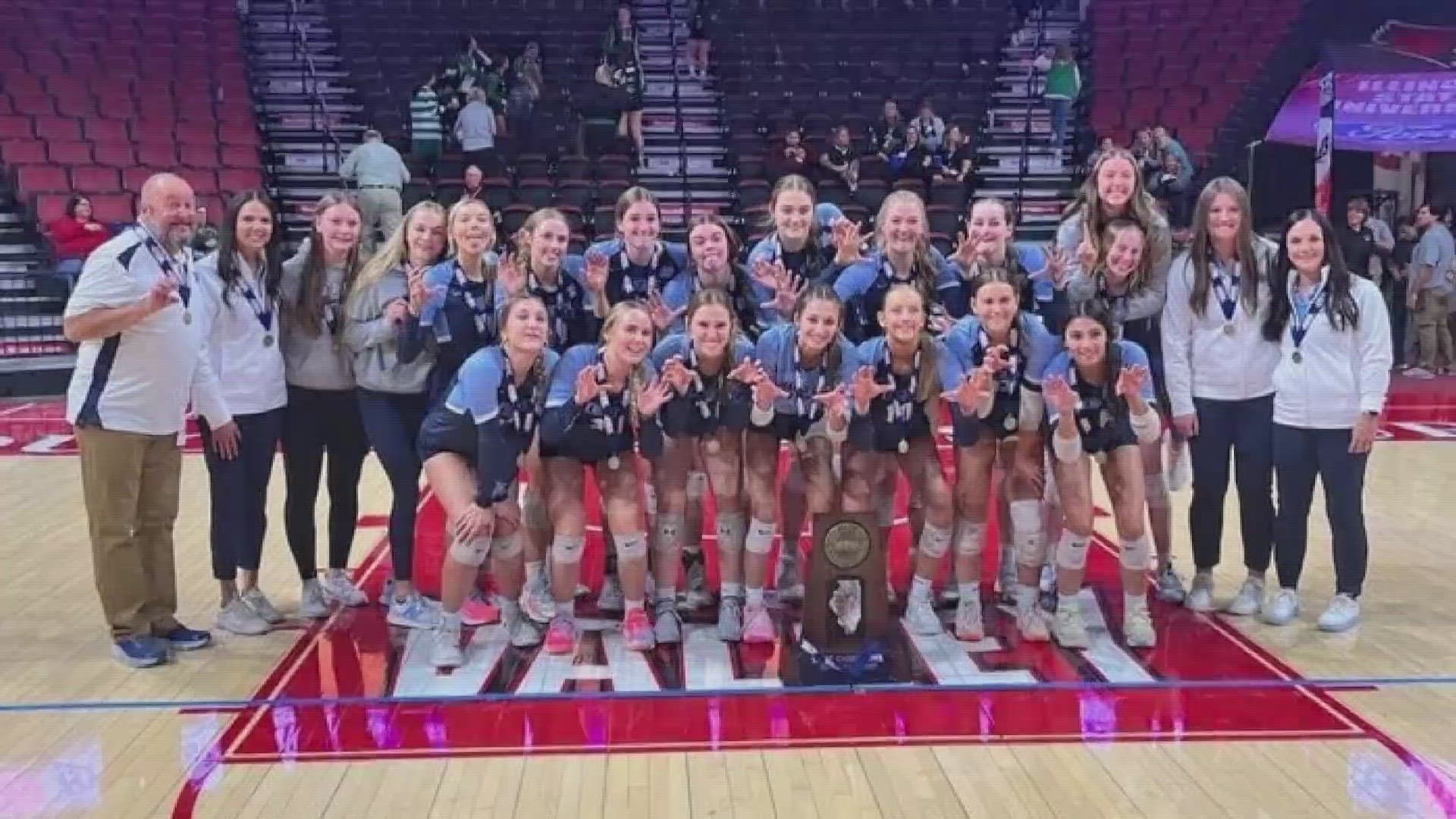 The Mater Dei High School girls volleyball team won the Class 2A state title. It's the eighth state championship in the program's history.