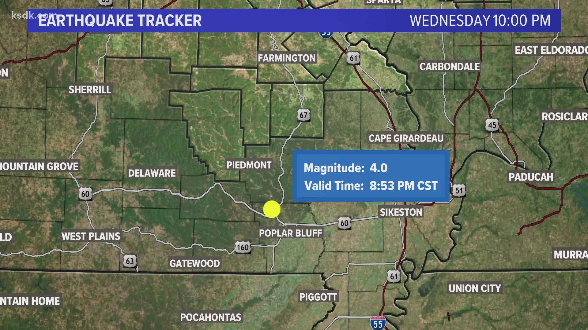 The magnitude 4.0 quake could be felt in parts of the metro St. Louis area