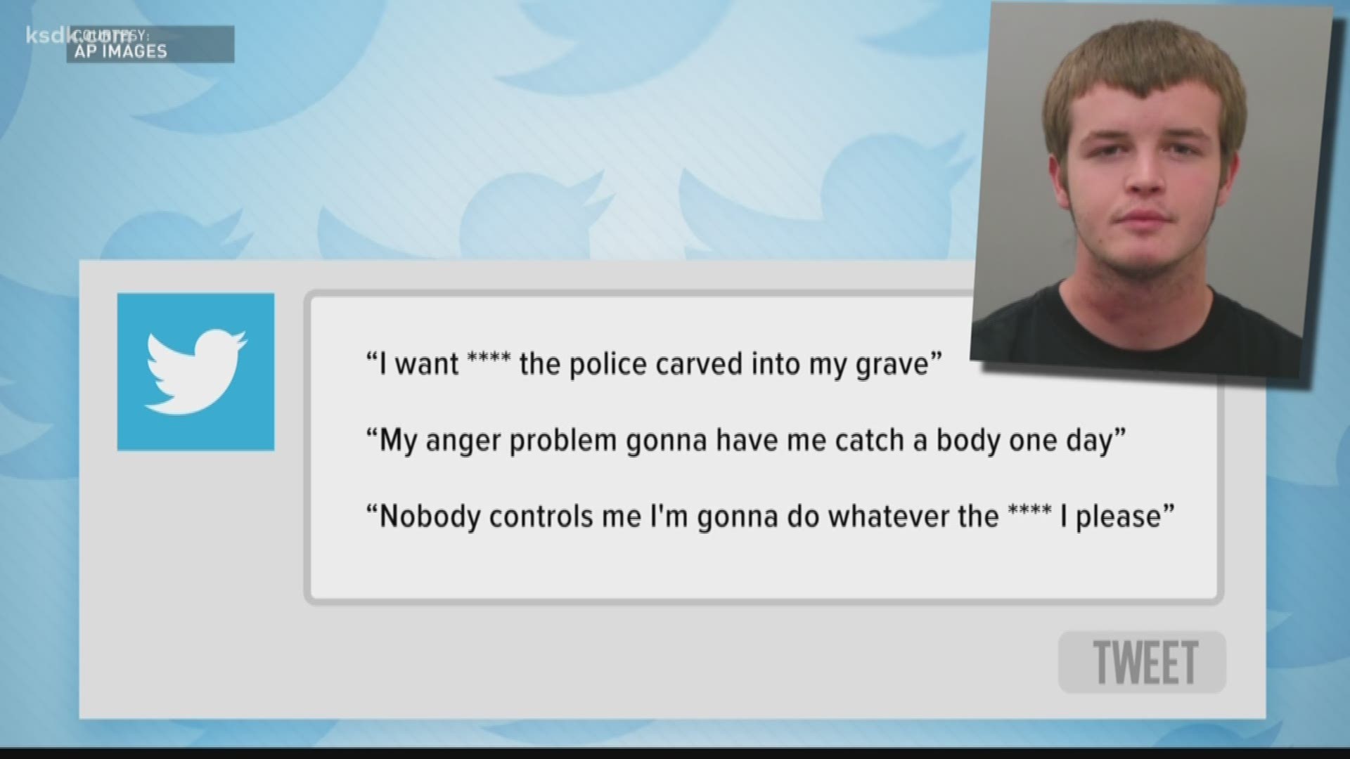 Tuesday afternoon, Forster's online history was entered into evidence. One of the tweets said, “I want f--- the police carved into my grave” while another said, “Pray for me please”.