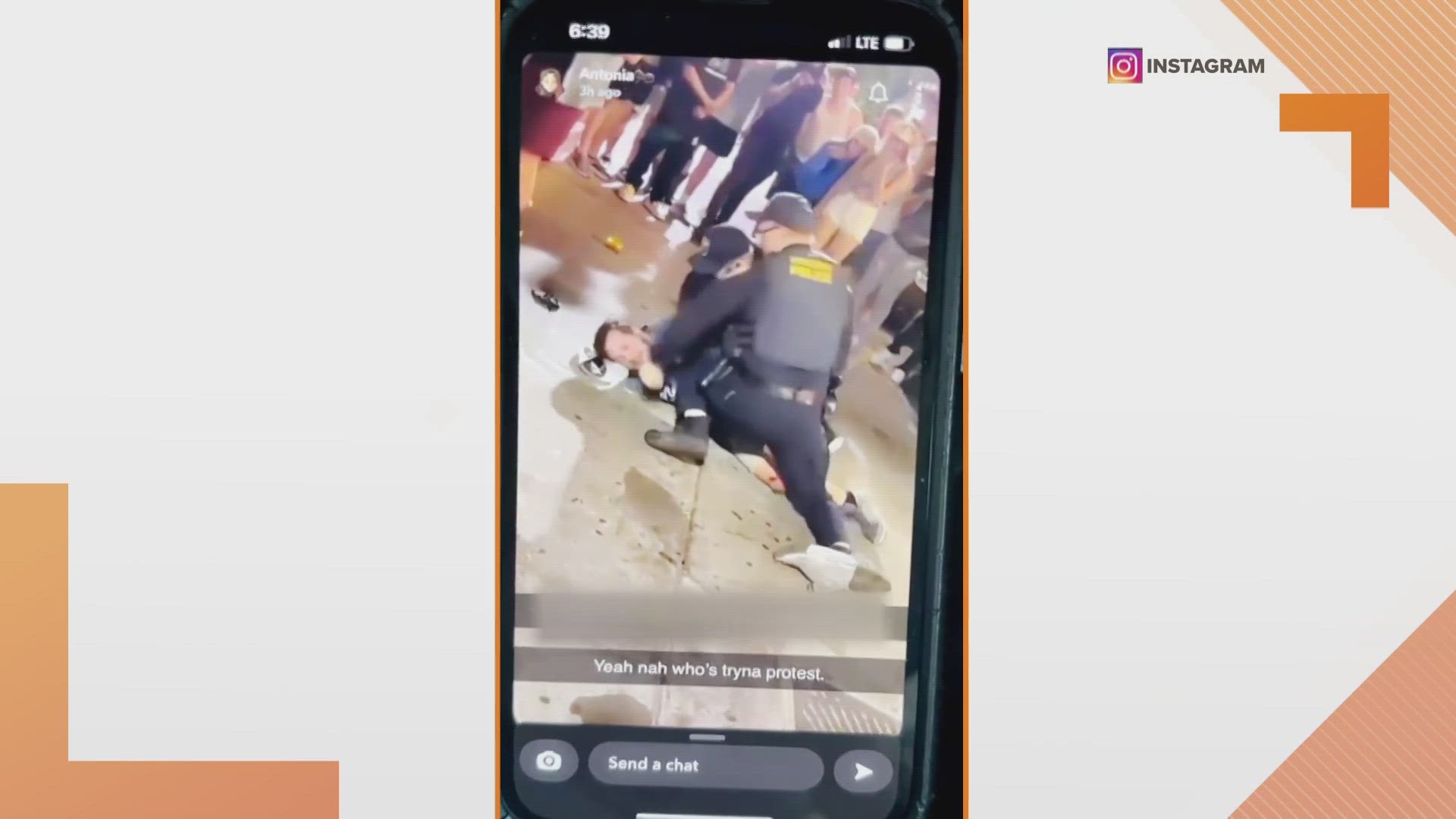 The video shows two officers in Columbia, Mo. holding a man on the ground while another punches him several times. The video might be disturbing to some