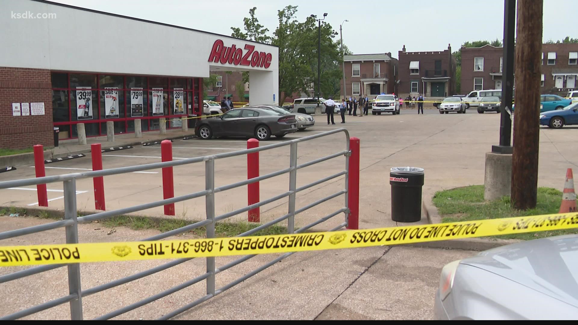 Police said the men started shooting at each other inside the business Wednesday afternoon. One of them died at the scene