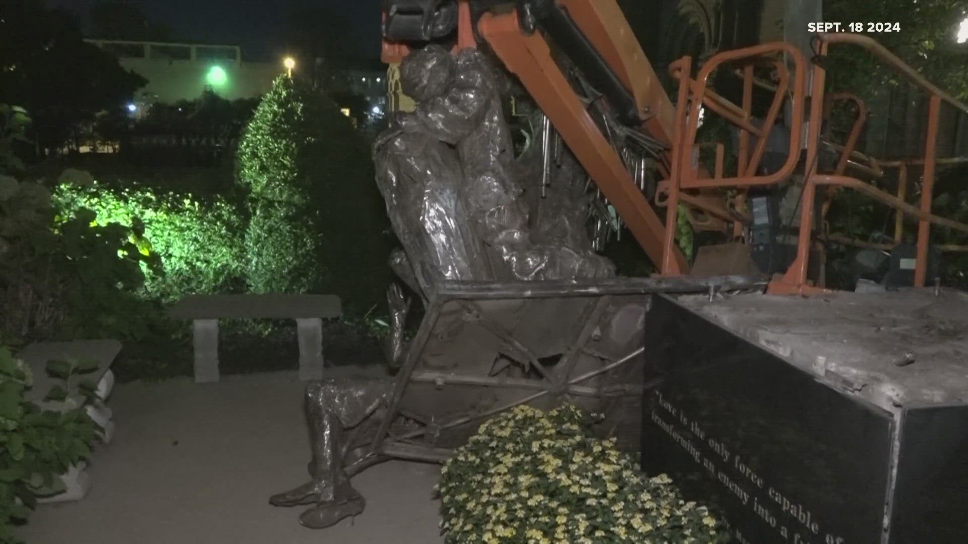 Cathedral Basilica's damaged steel sculpture is set to be repaired by its original creator. It's estimated to take six months to fix.