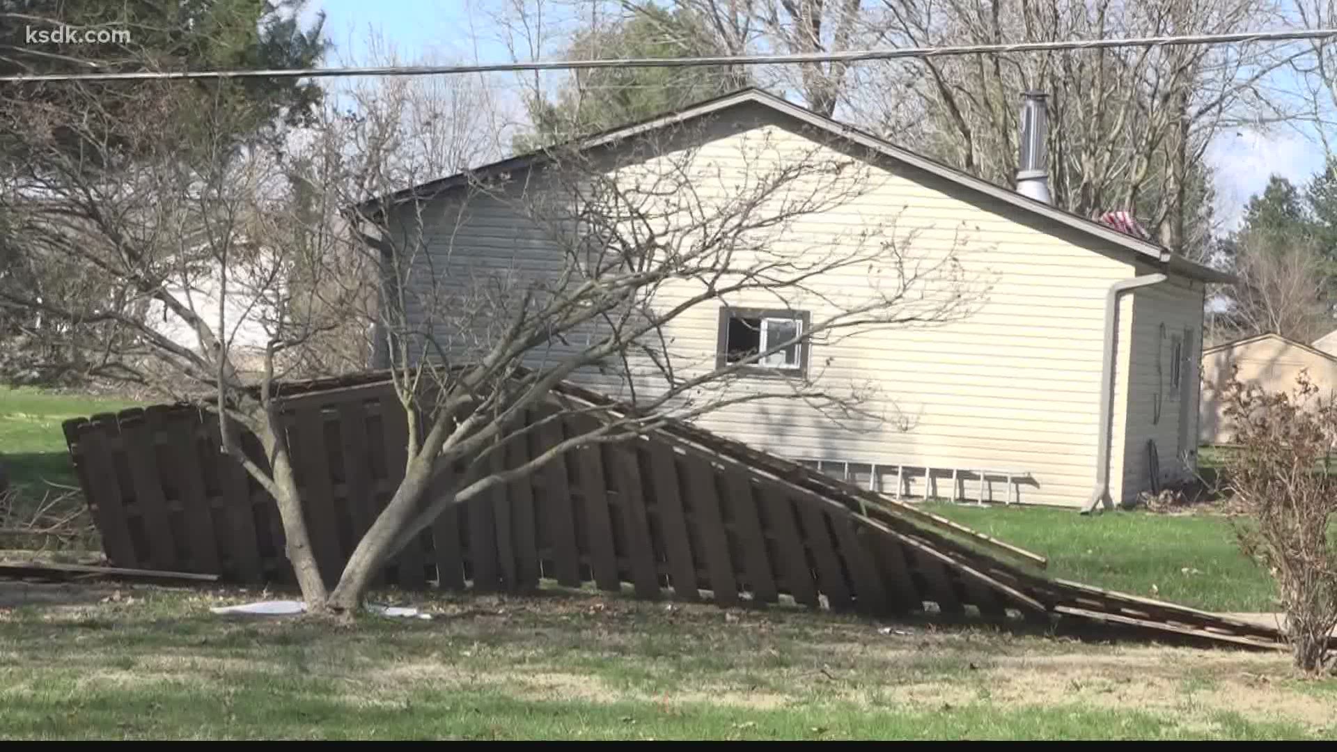 Witnesses said high winds blew an Amazon delivery truck off of Troy-O'Fallon Road