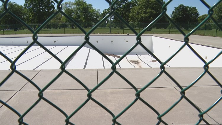 Contractors making repairs to vandalized Fairground Park swimming pool