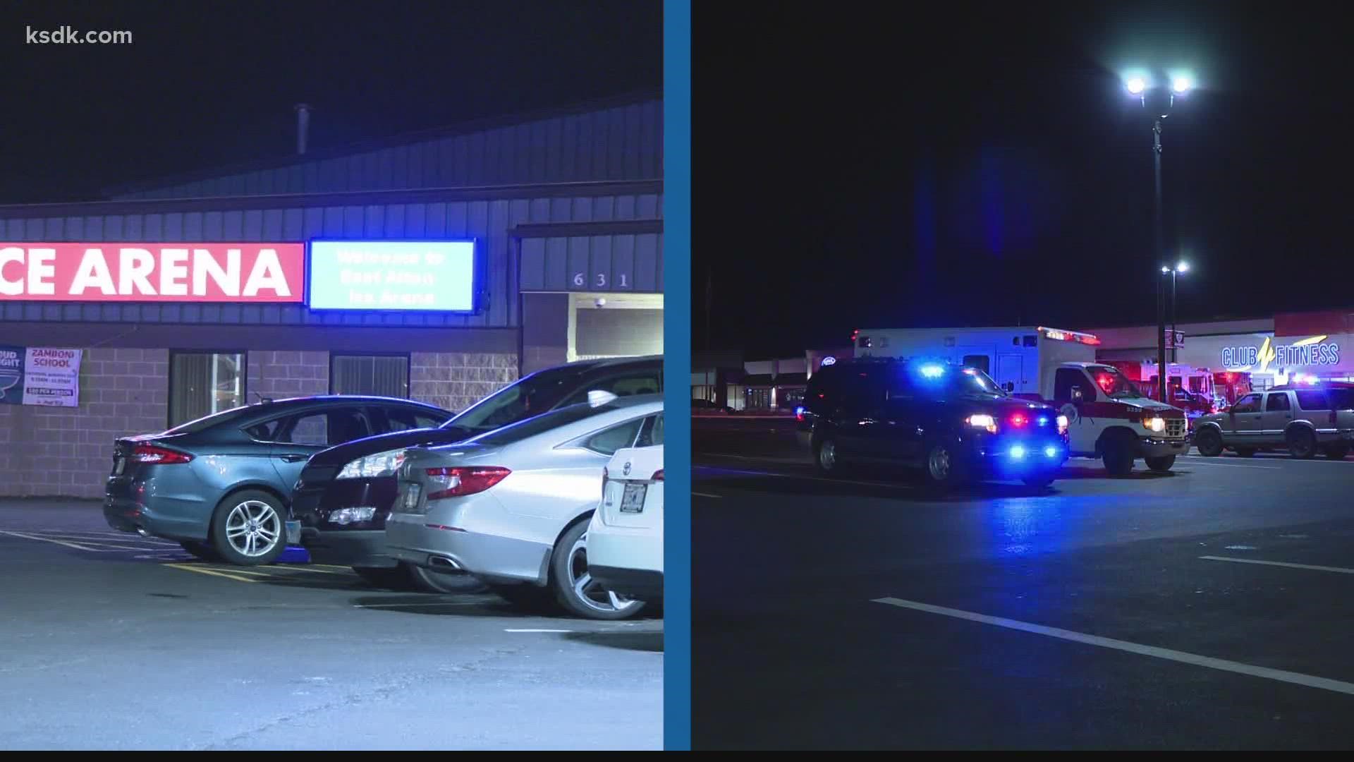 Police in East Alton responded to a report of a shooting outside an ice arena where a youth hockey game was getting ready to start Saturday night.