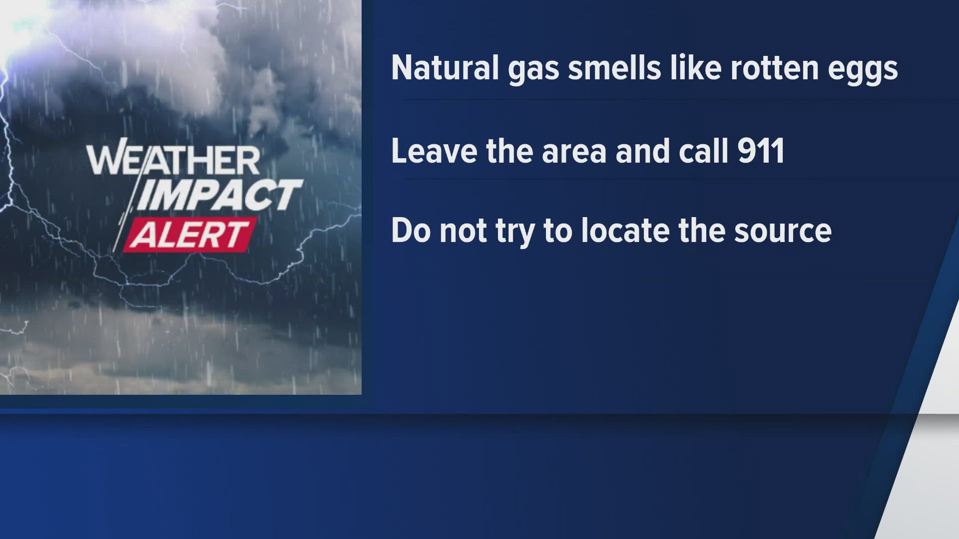 Some reported the smell of natural gas after severe storms. Here's what to do.