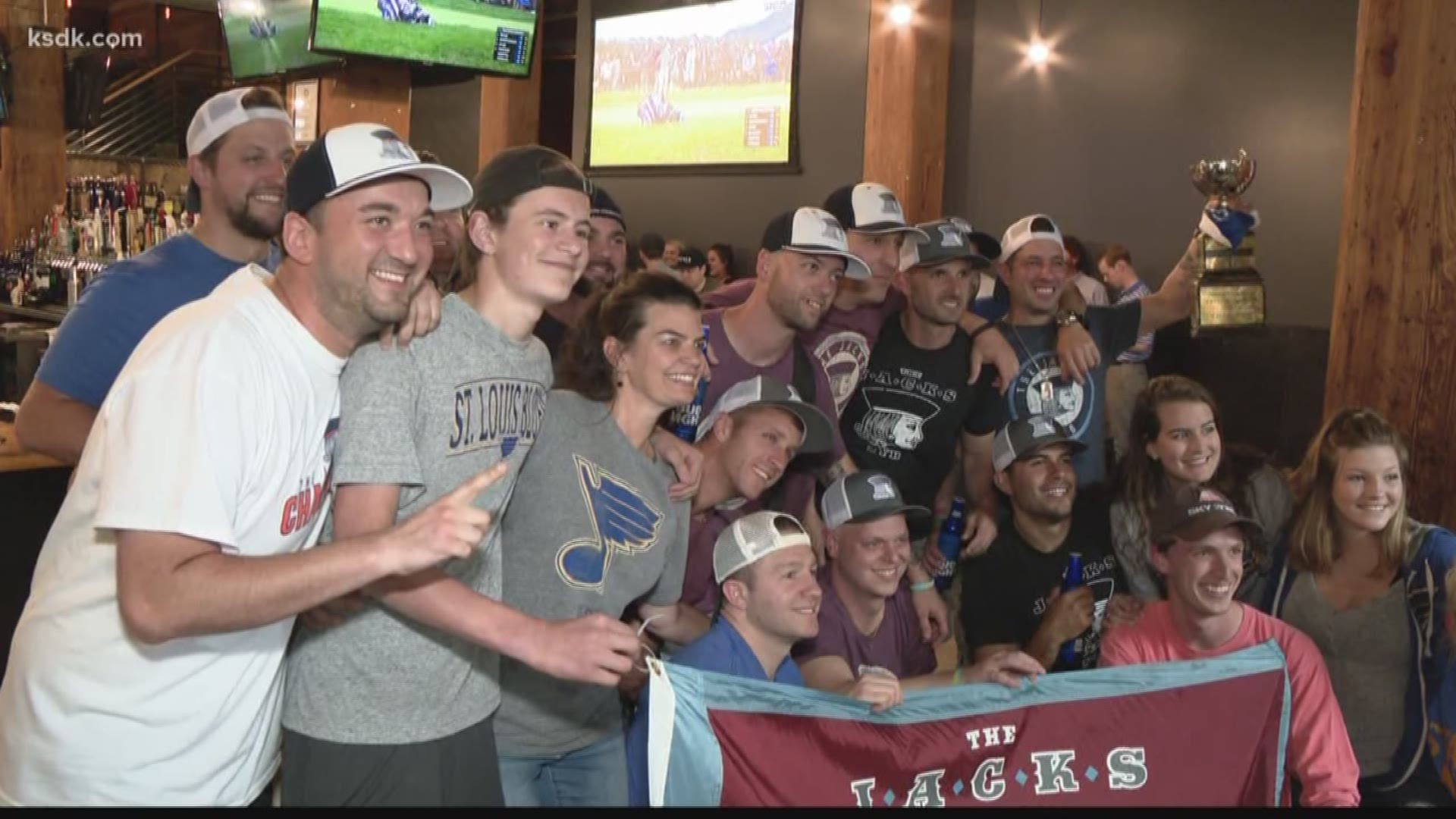 More than 30 people from Philadelphia flew into St. Louis for the Stanley Cup parade on Saturday. They're members of The Jack's NYB Clubhouse -- but to our town, it's known as the 'Gloria Bar.'