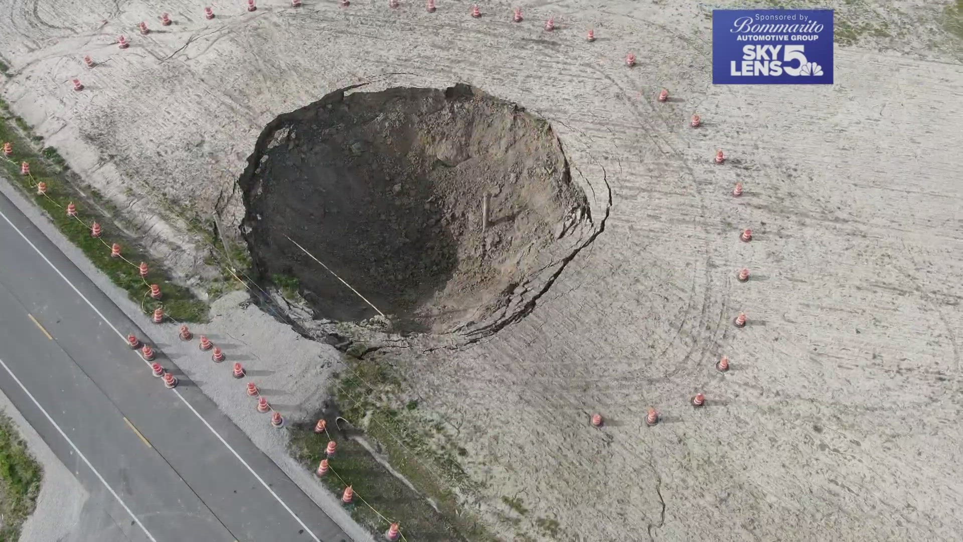 The sinkhole was first discovered on Thursday near Illinois Route 185 between Hillsboro and Coffeen, Illinois. The sinkhole has grown.
