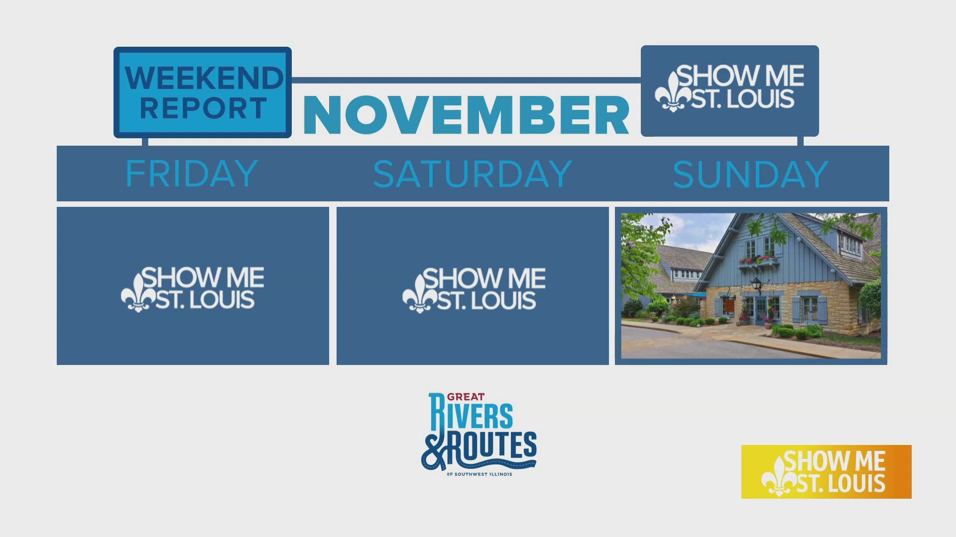 It is time for our Great Rivers and Routes Weekend Report! Here is what you can expect across the river November 1-3. 