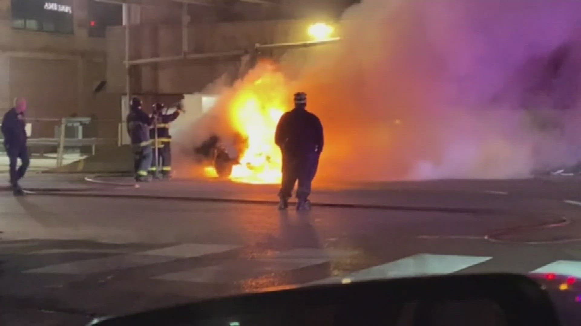 The vehicle fire happened on Interstate 64 at 14th Street. Illinois police were on the scene along with St. Louis police.