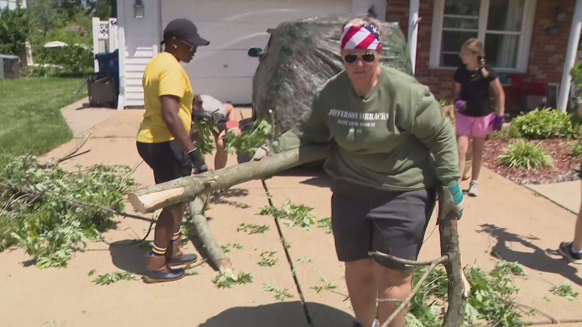 A neighborhood in Mehlville was hit hard by Sunday’s storms. But where there was damage, there were also loved ones helping each other in any way they could.