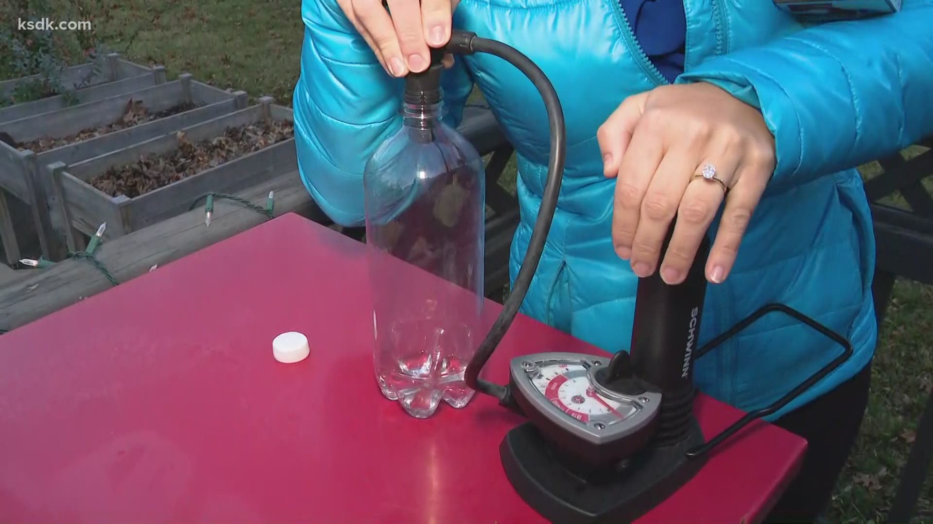 Meteorologist Tracy Hinson shows us how a water bottle and bike pump can illustrate the weather that's heading our way this weekend.