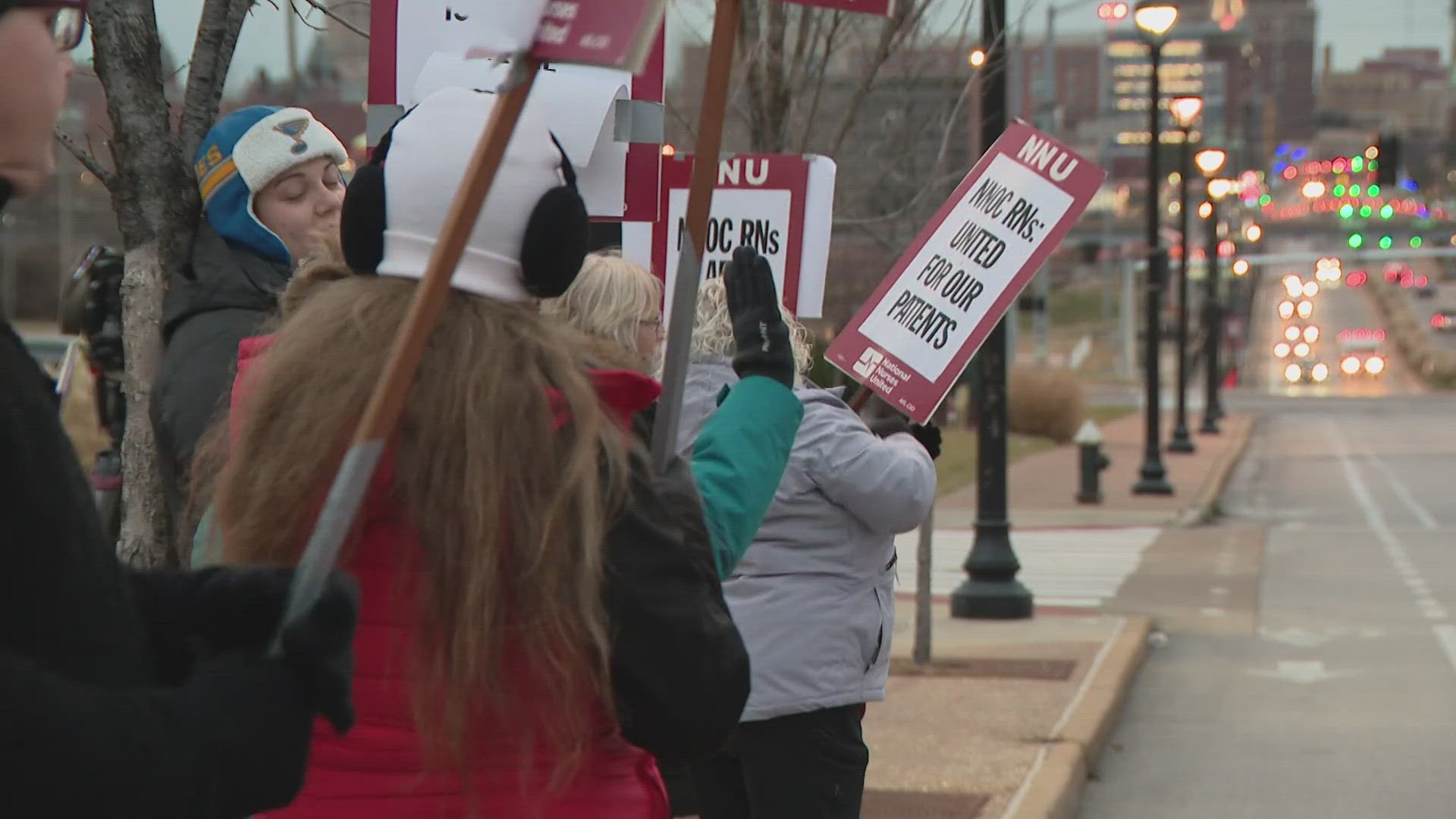 SLU Hospital nurses demand better pay and safer work conditions. They will continue the strike until Friday, Dec. 29 at 6:59 a.m.