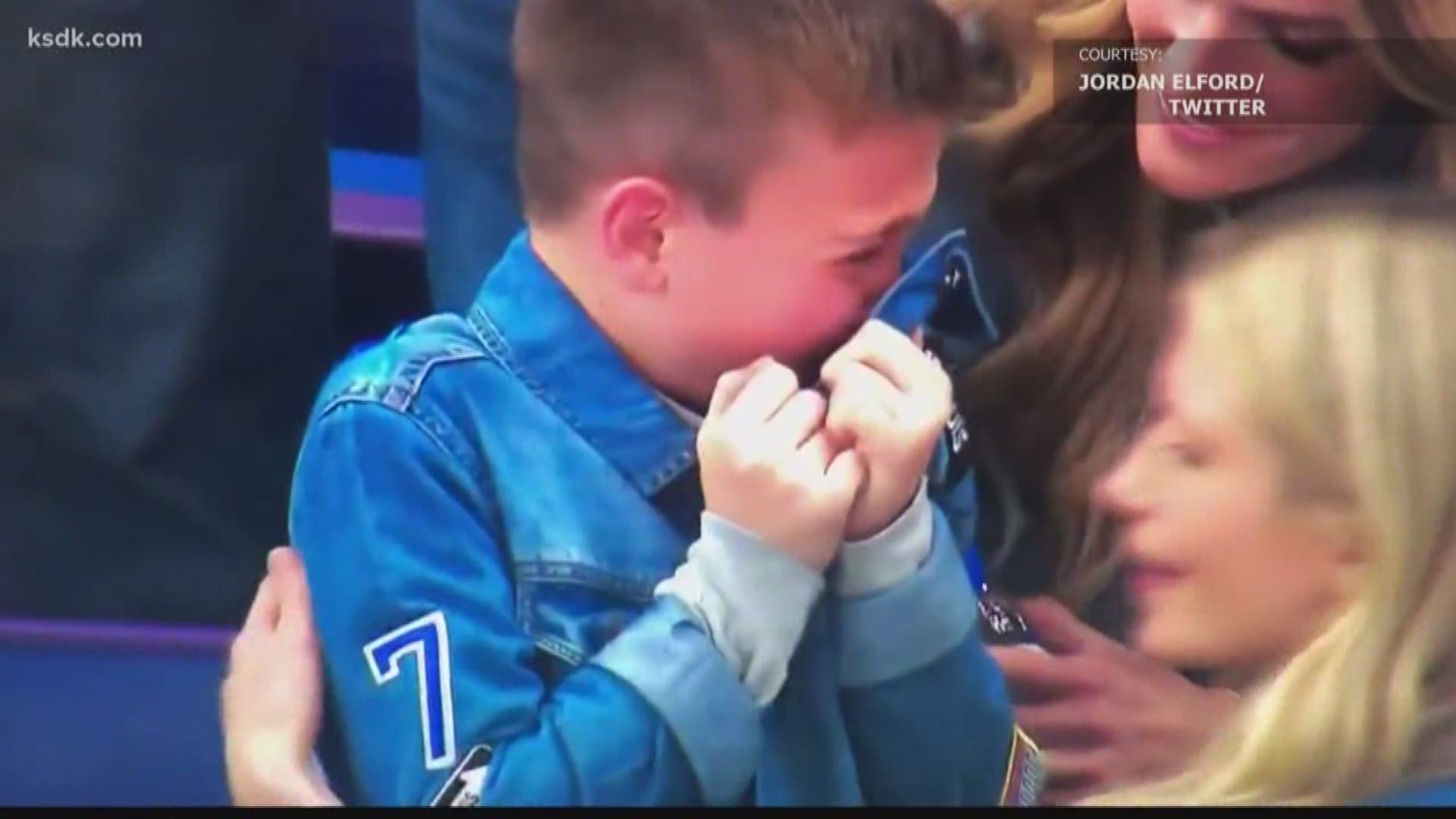 Maroon's son tears up over Blues win