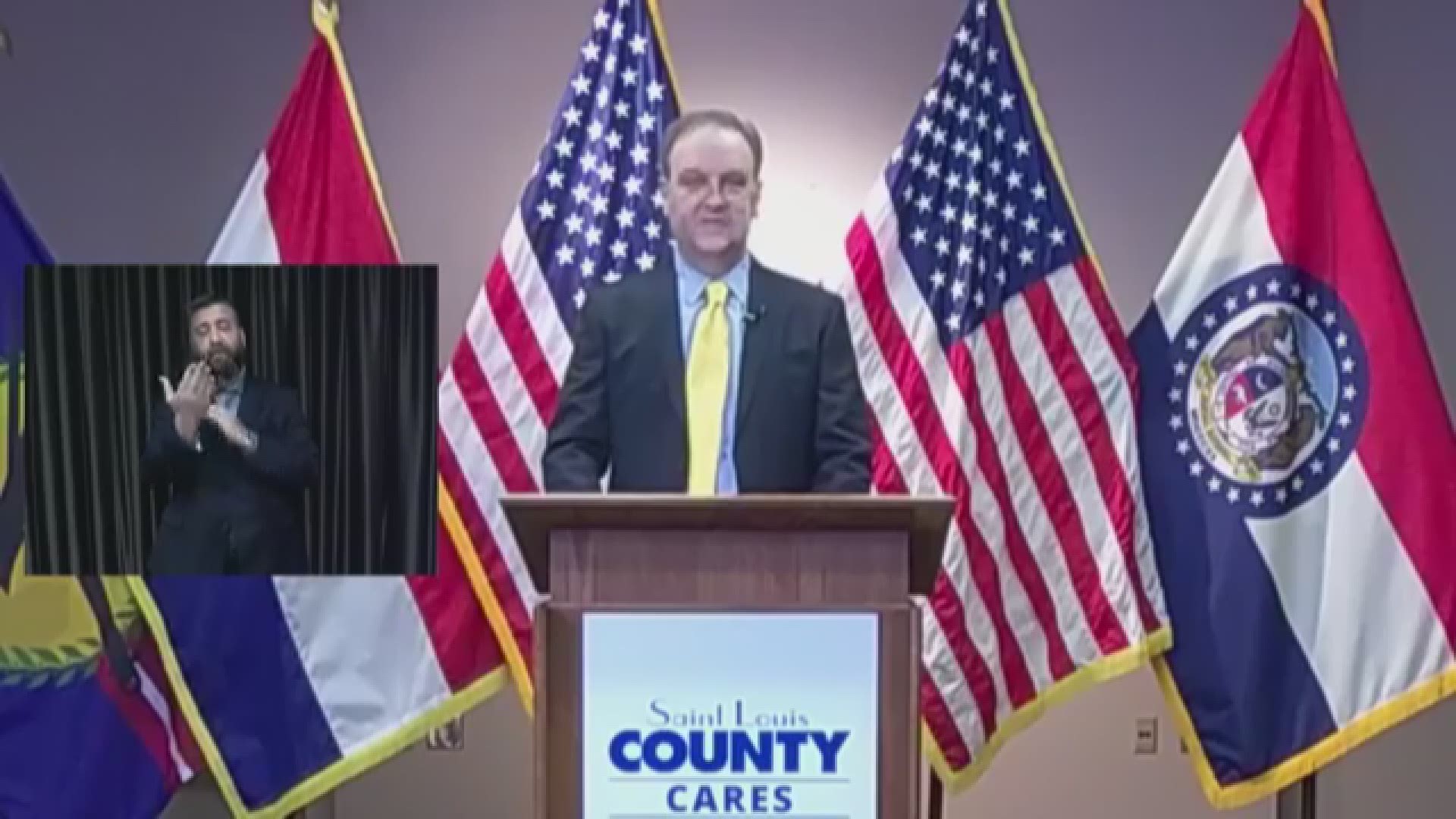 St. Louis County Executive Sam Page made the announcement during a briefing Wednesday