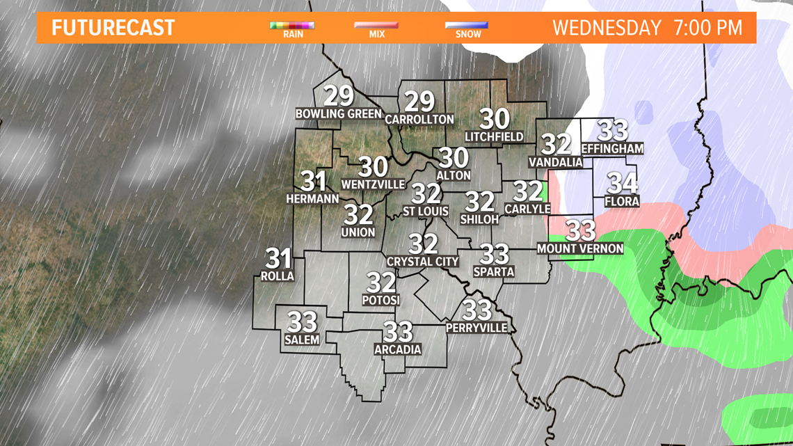 St Louis Area Weather Forecast Snow Timeline Tuesday Wednesday