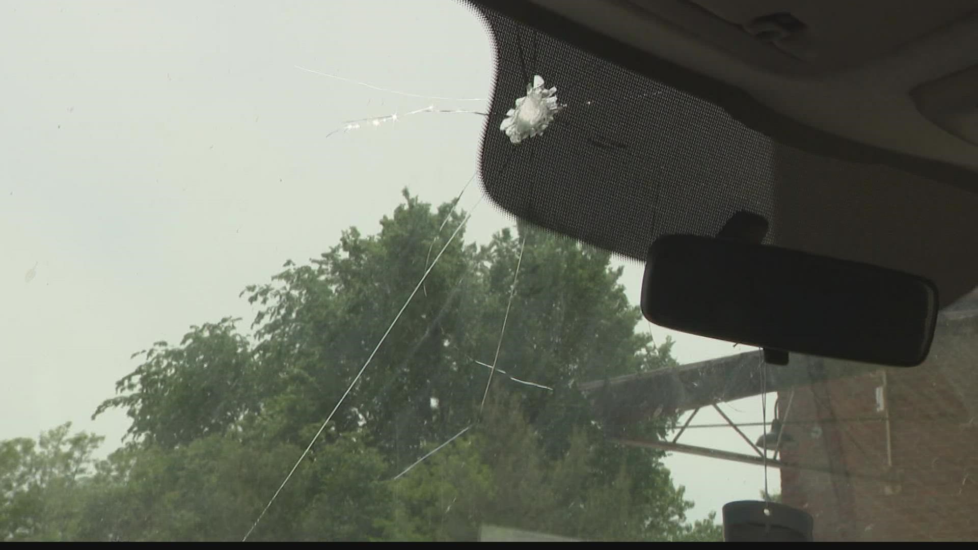 The women were heading eastbound on I-70 toward Illinois when the windshield was shattered.
