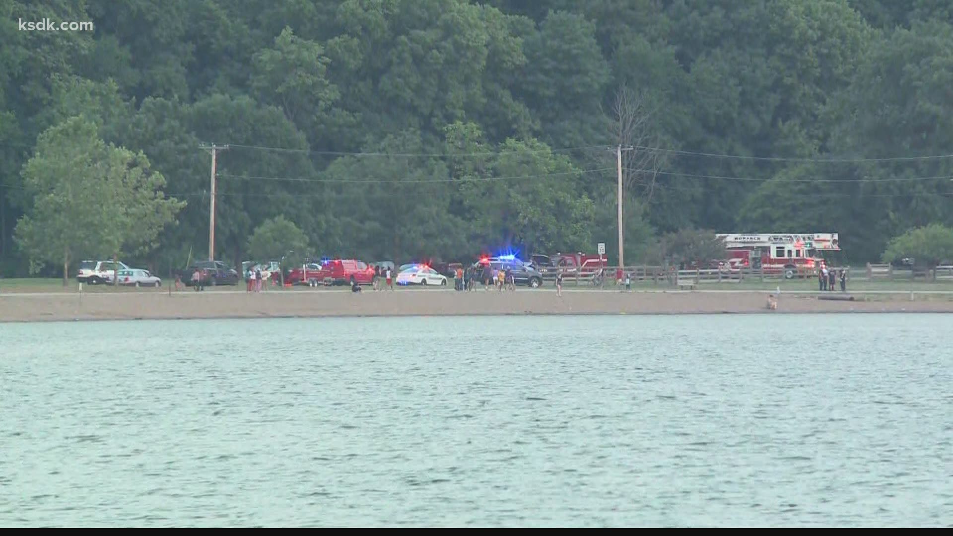 The boy's body was pulled from the lake at around 8:45, about an hour after he went under the water