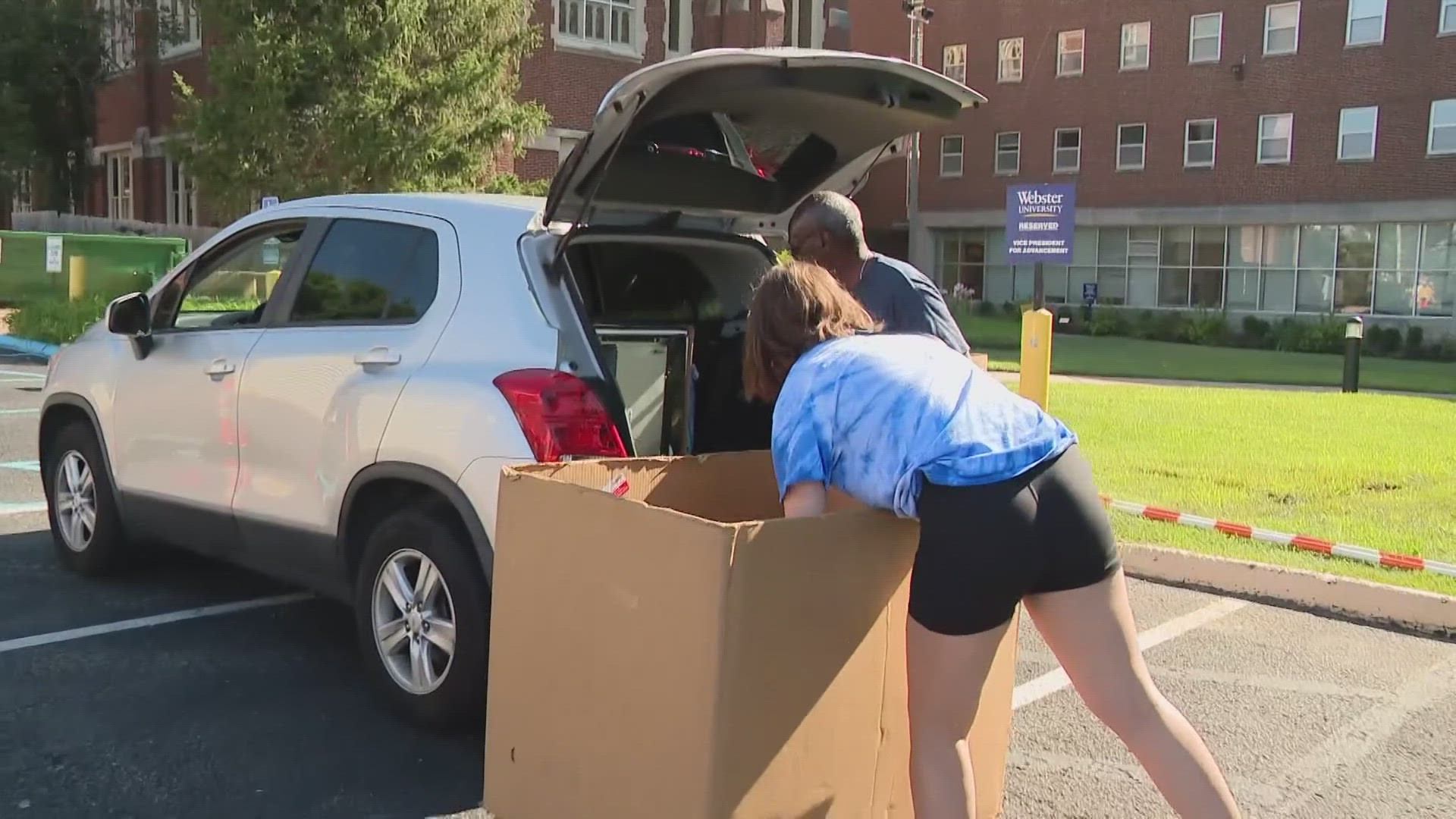 Webster University is welcoming students to campus for freshmen move-in day. Some volunteers will be helping them move into their dorms.